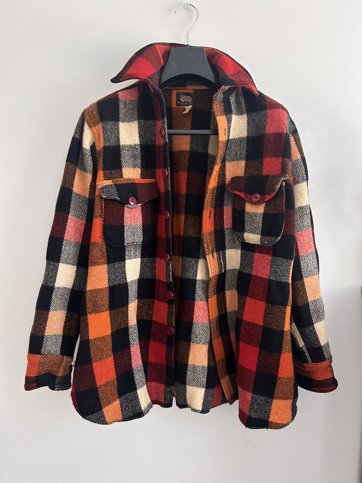 Woolrich thick plaid overcoat