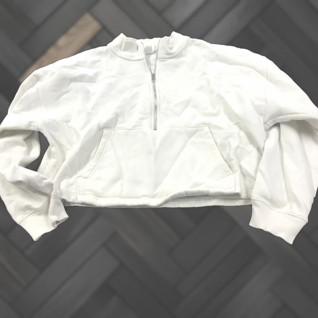Victoria's Secret Victoria's Secret PINK Sweatshirt 1/4 Zip Long Sleeve Women L Ivory Size L / US 10 / IT 46 - 1 Thumbnail