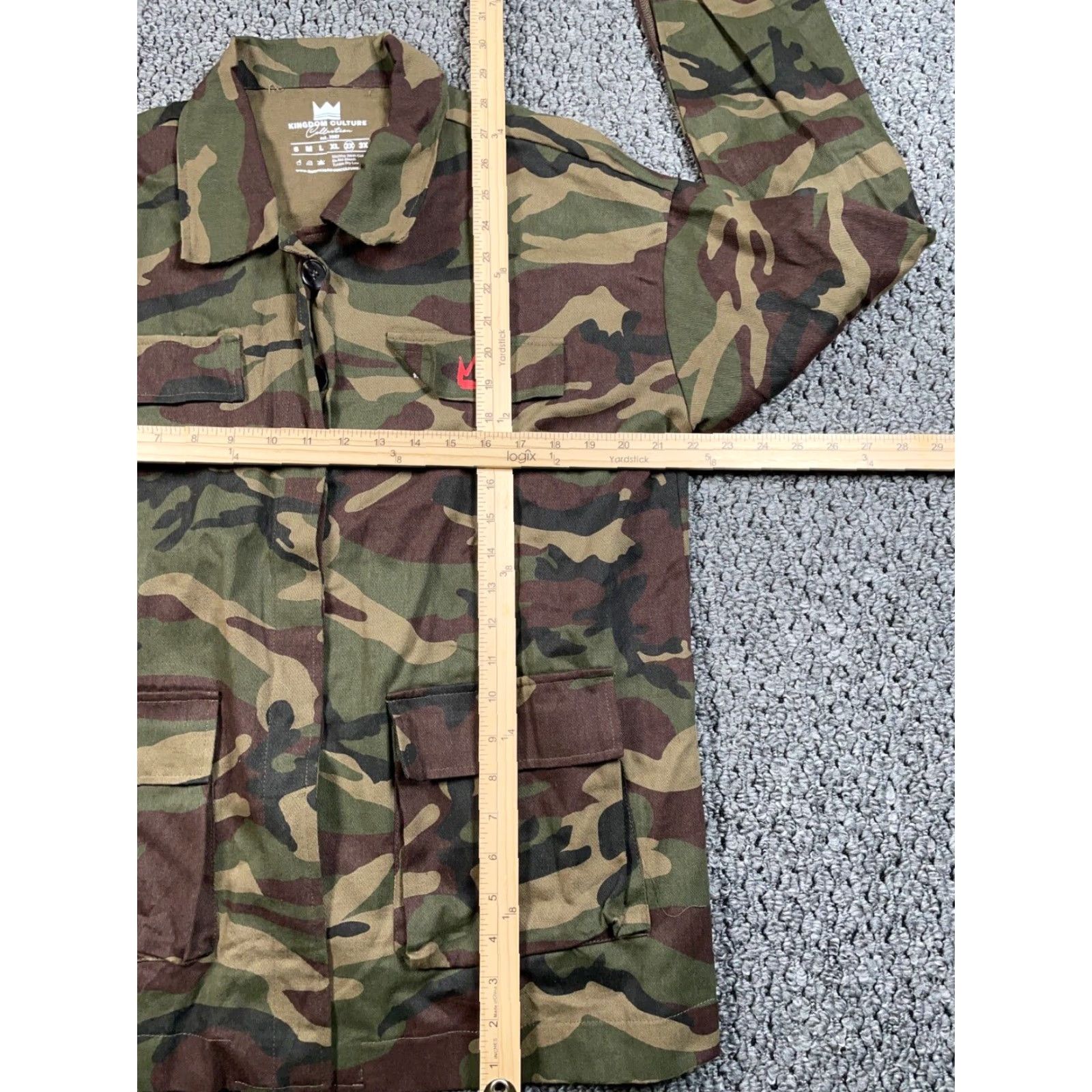 Vintage Love God Camouflage Shirt Jacket Women's XL Green Camo Lightweight Streetwear Size XL / US 12-14 / IT 48-50 - 7 Thumbnail