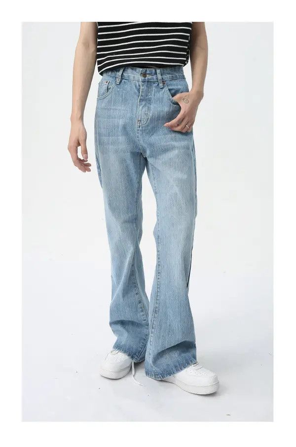 Japanese Brand Minako x Mina Light blue washed flared jeans trend Size US 32 / EU 48 - 2 Thumbnail