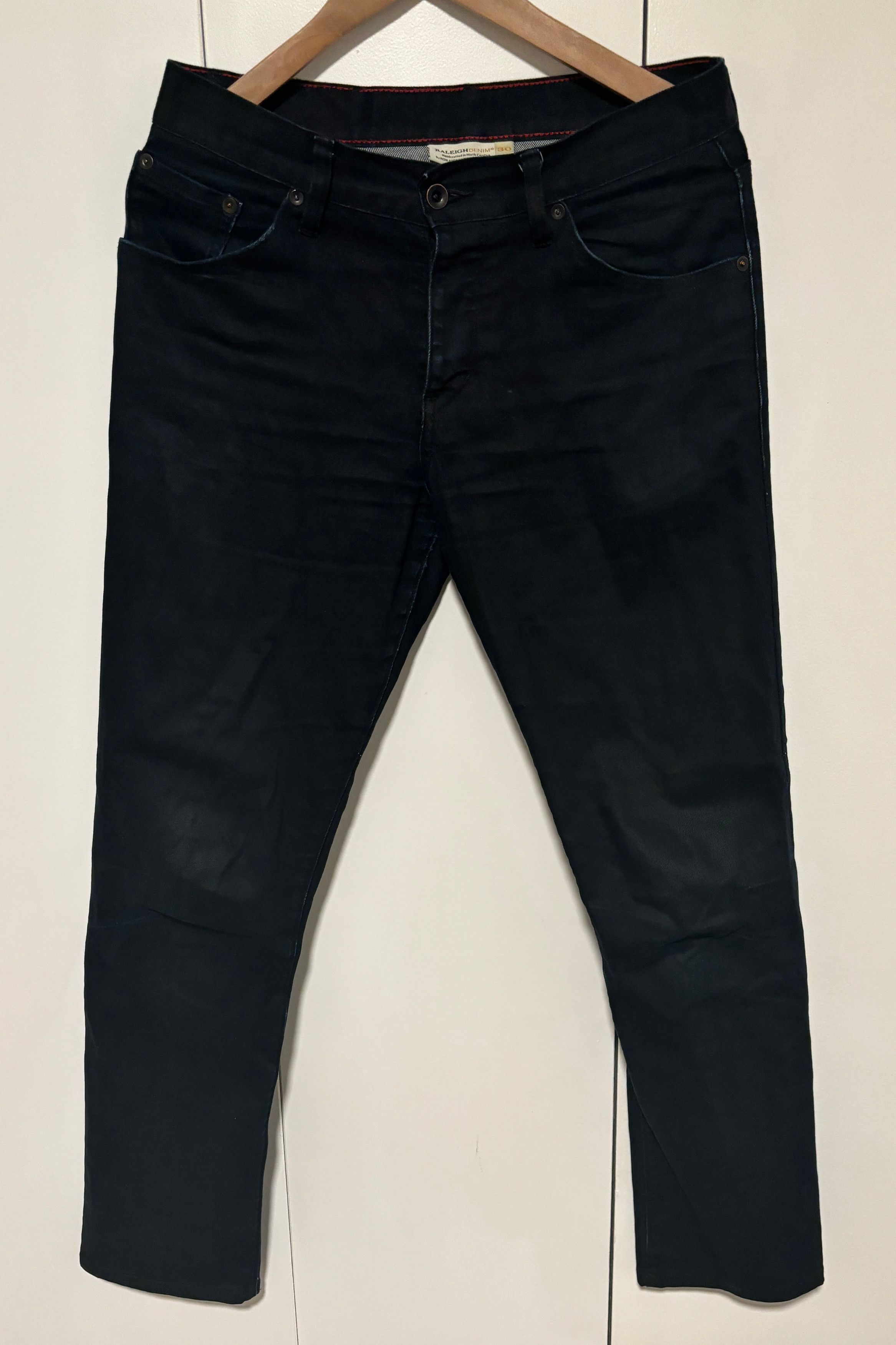 Raleigh Denim Slim Fit Raw Denim Button Fly Black Jeans Indigo Undertones Size US 30 / EU 46 - 1 Thumbnail