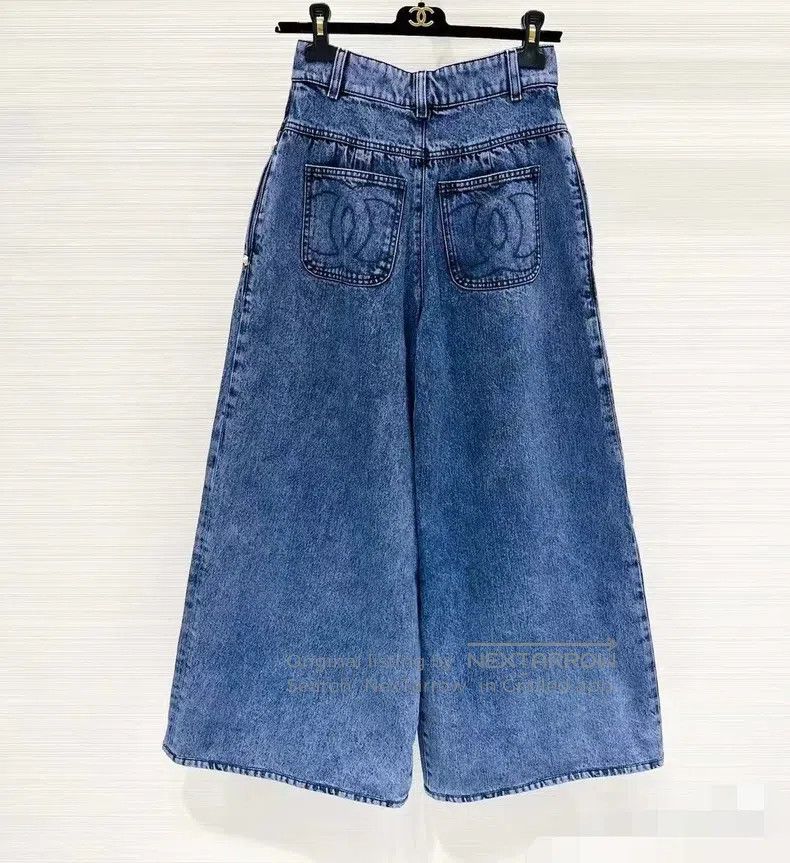 Chanel Chanel 22b blue flower bud wide-leg jeans Size 24" / US 00 / IT 34 - 2 Thumbnail