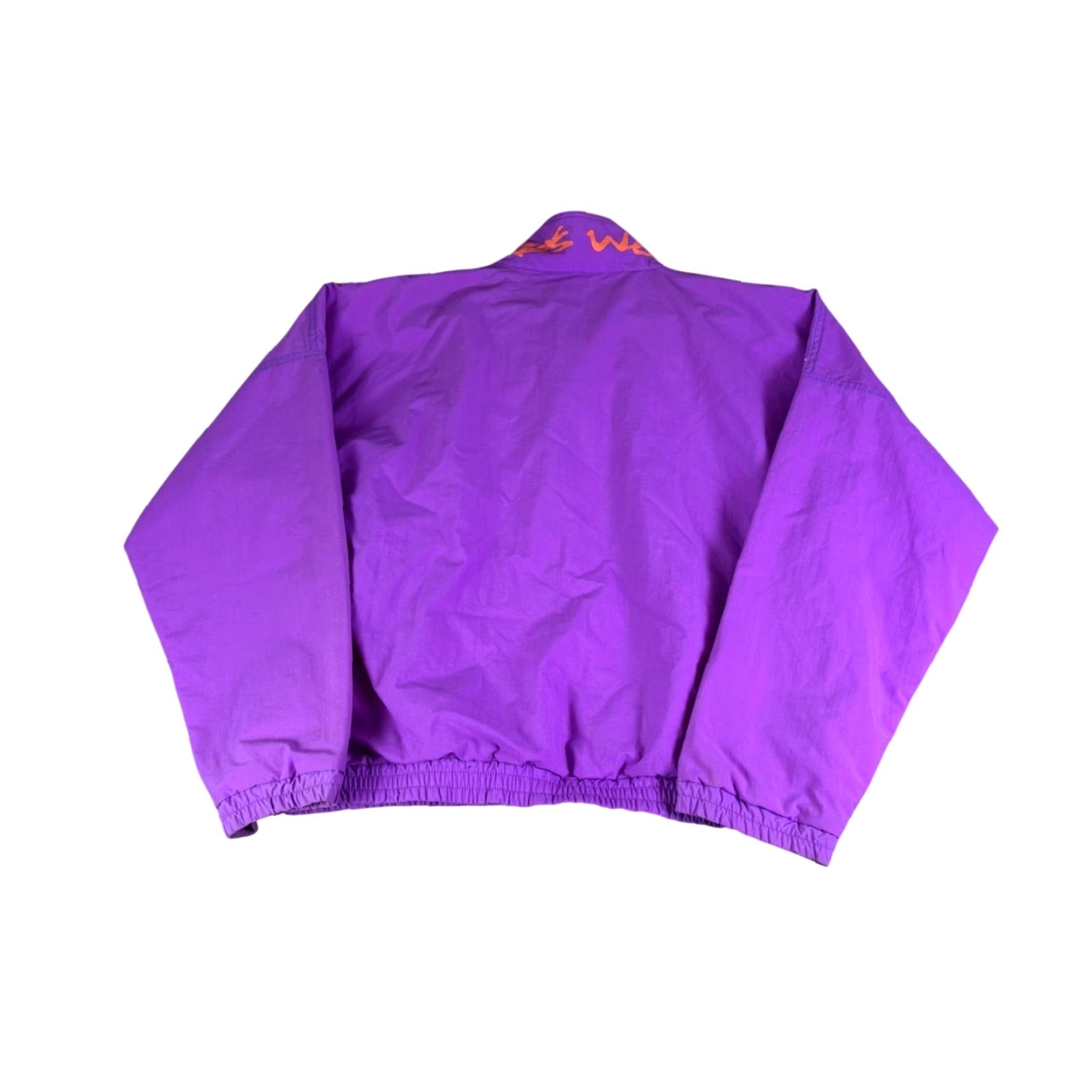 Vintage VINTAGE Weekends Jacket Mens S Anorak 90s Purple Neon Orange Windbreaker Zip Lined Pockets Size US S / EU 44-46 / 1 - 2 Thumbnail