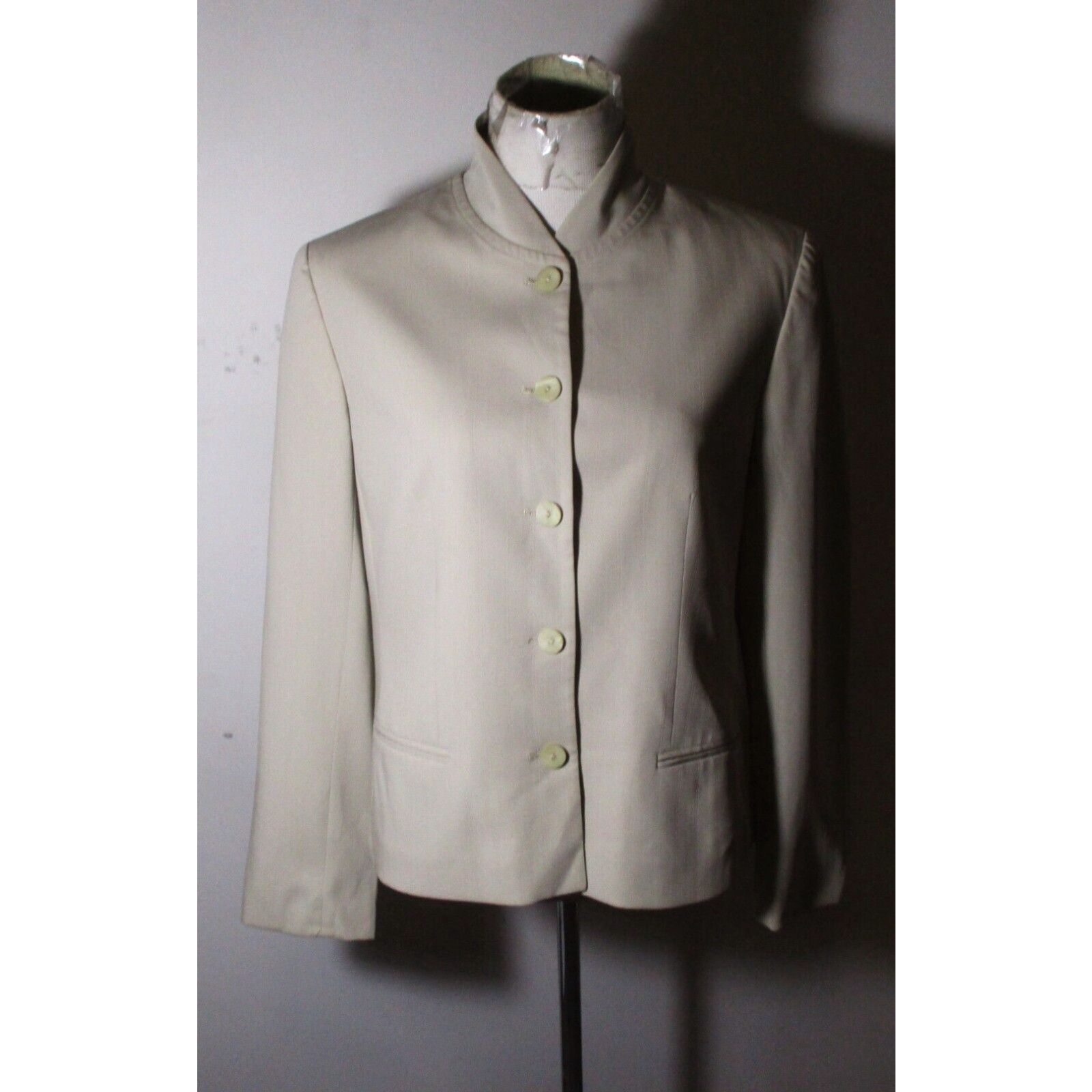 image of Women's Giorgio Armani "italy" Natural Beige Button Jacket Size 12 in White