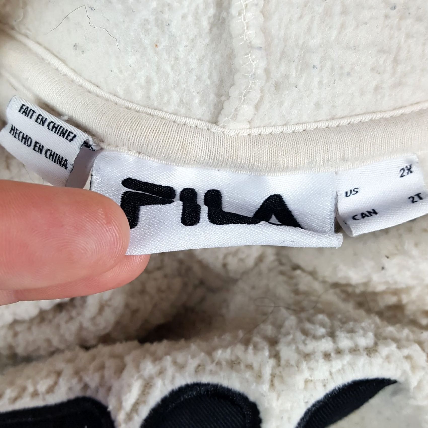 Fila FILA Hoodie Oatmeal Fleece Pile Size 2X Pullover Sweatshirt Hooded Mens 2X Beige 90s Retro Graphic Print Size US XXL / EU 58 / 5 - 5 Thumbnail