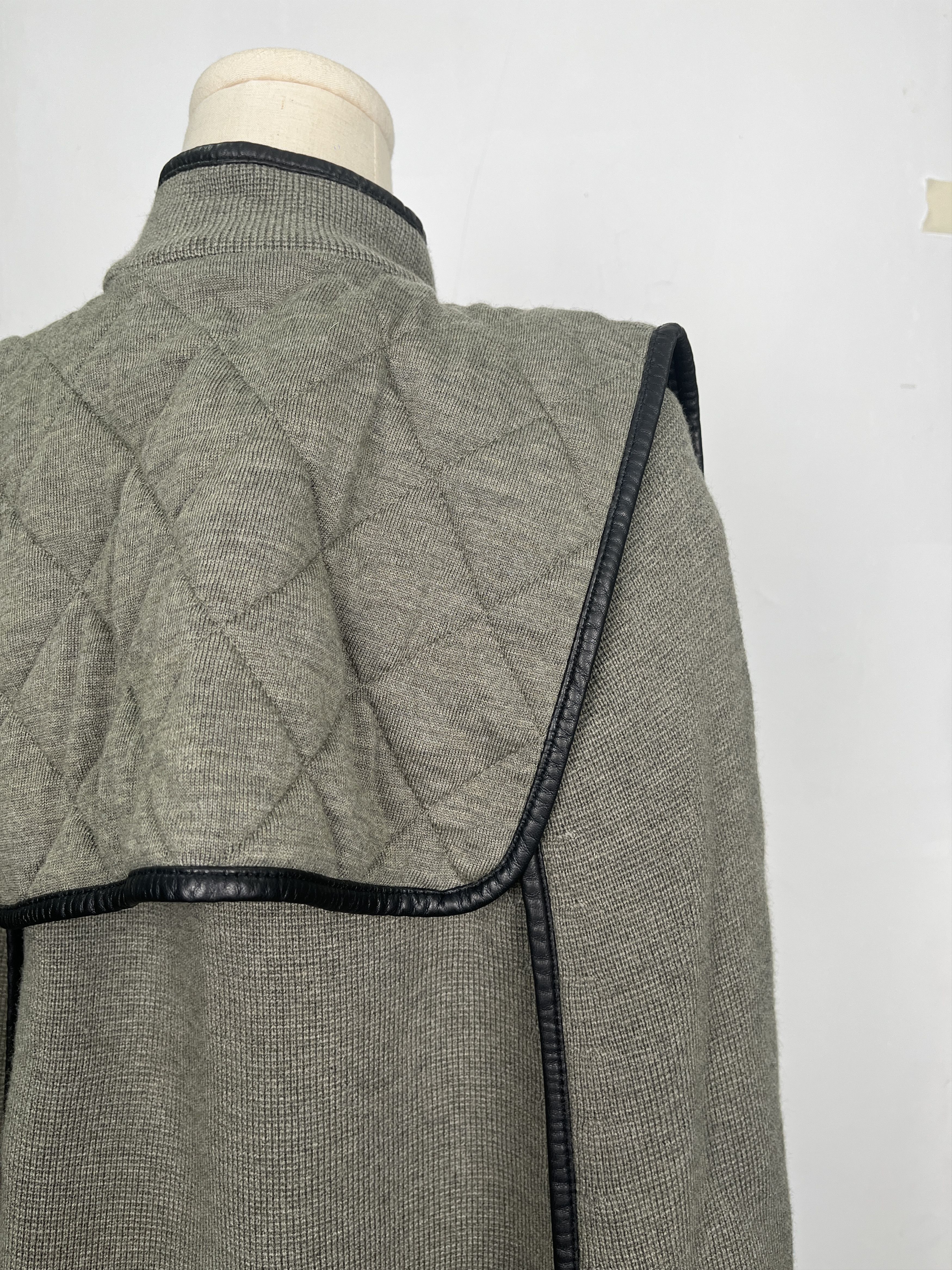 3.1 Phillip Lim 3.1 Philip Lim Olive Green Wool Cape With Black Leather Trim Size XS / US 0-2 / IT 36-38 - 5 Thumbnail