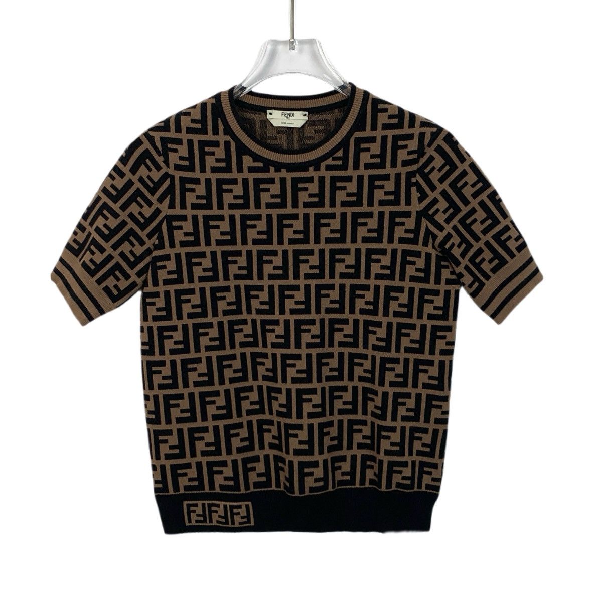 Fendi Fendi Monogram All-over Print Short Sleeve Knit Top K26WX Size S / US 4 / IT 40 - 1 Thumbnail