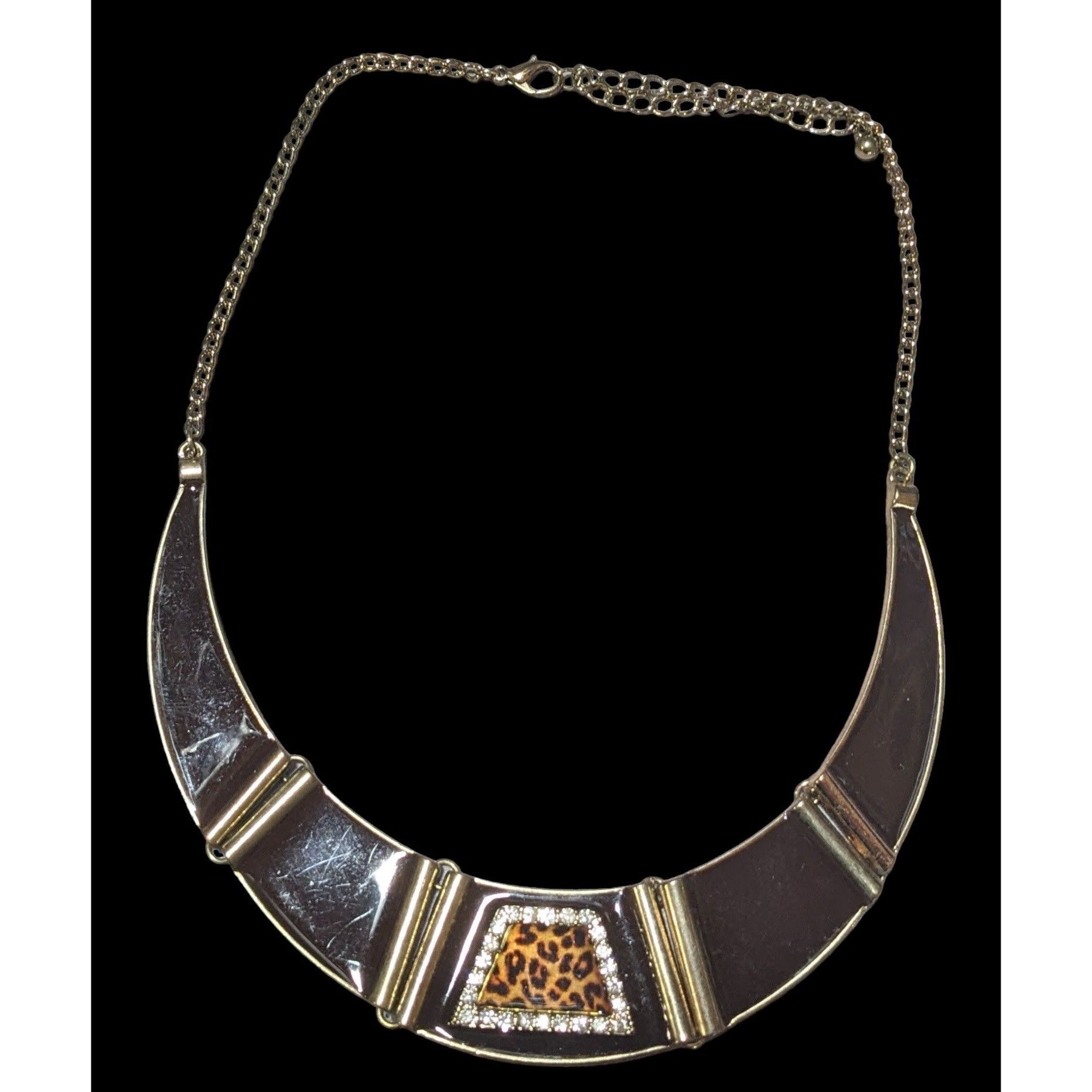 Other Retro 80s Glam Leopard Rhinestone Bib Necklace Size ONE SIZE - 2 Thumbnail
