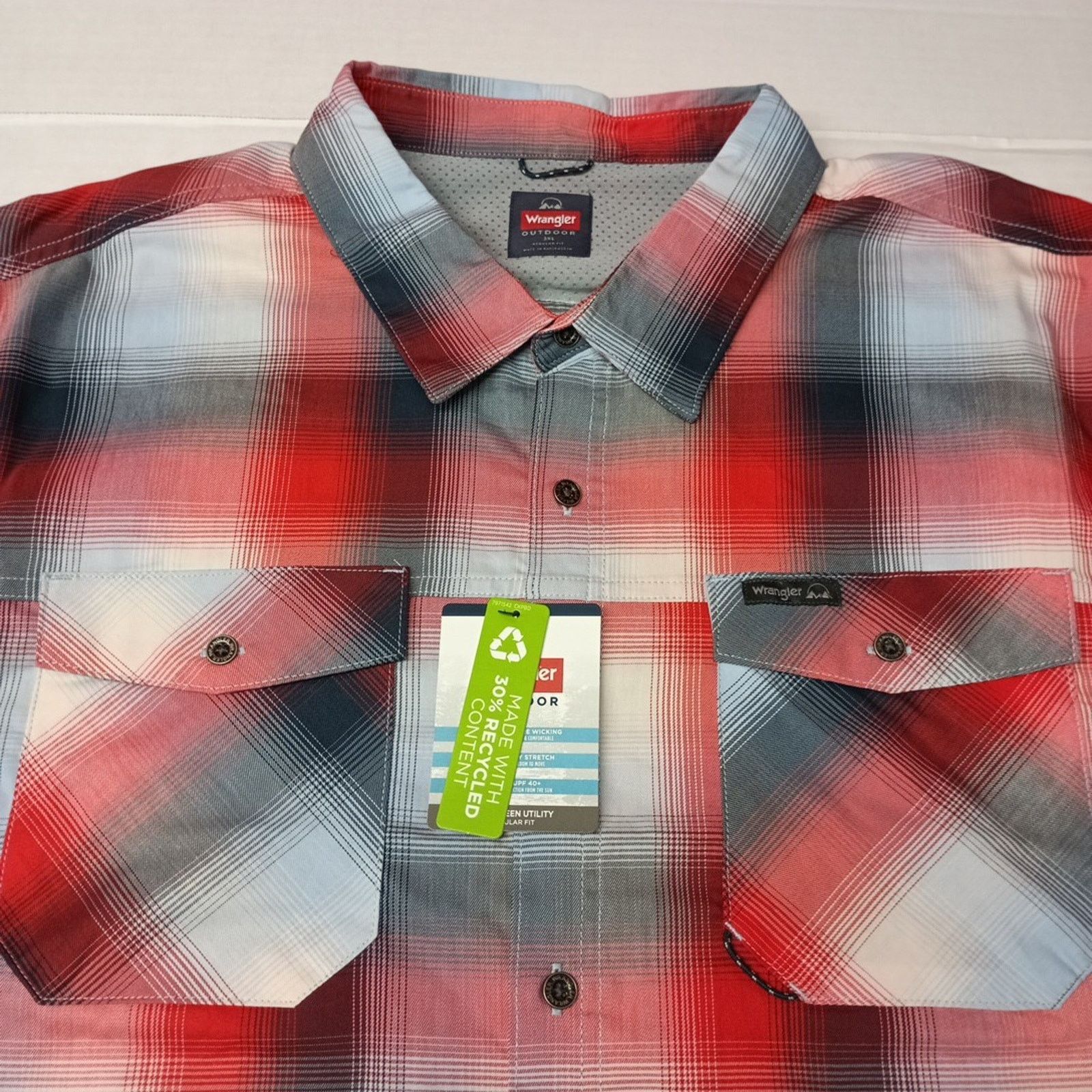 Wrangler Wrangler Shirt Men's 3XL Red Plaid Convertible Sleeves Shirt Size US XXL / EU 58 / 5 - 3 Thumbnail