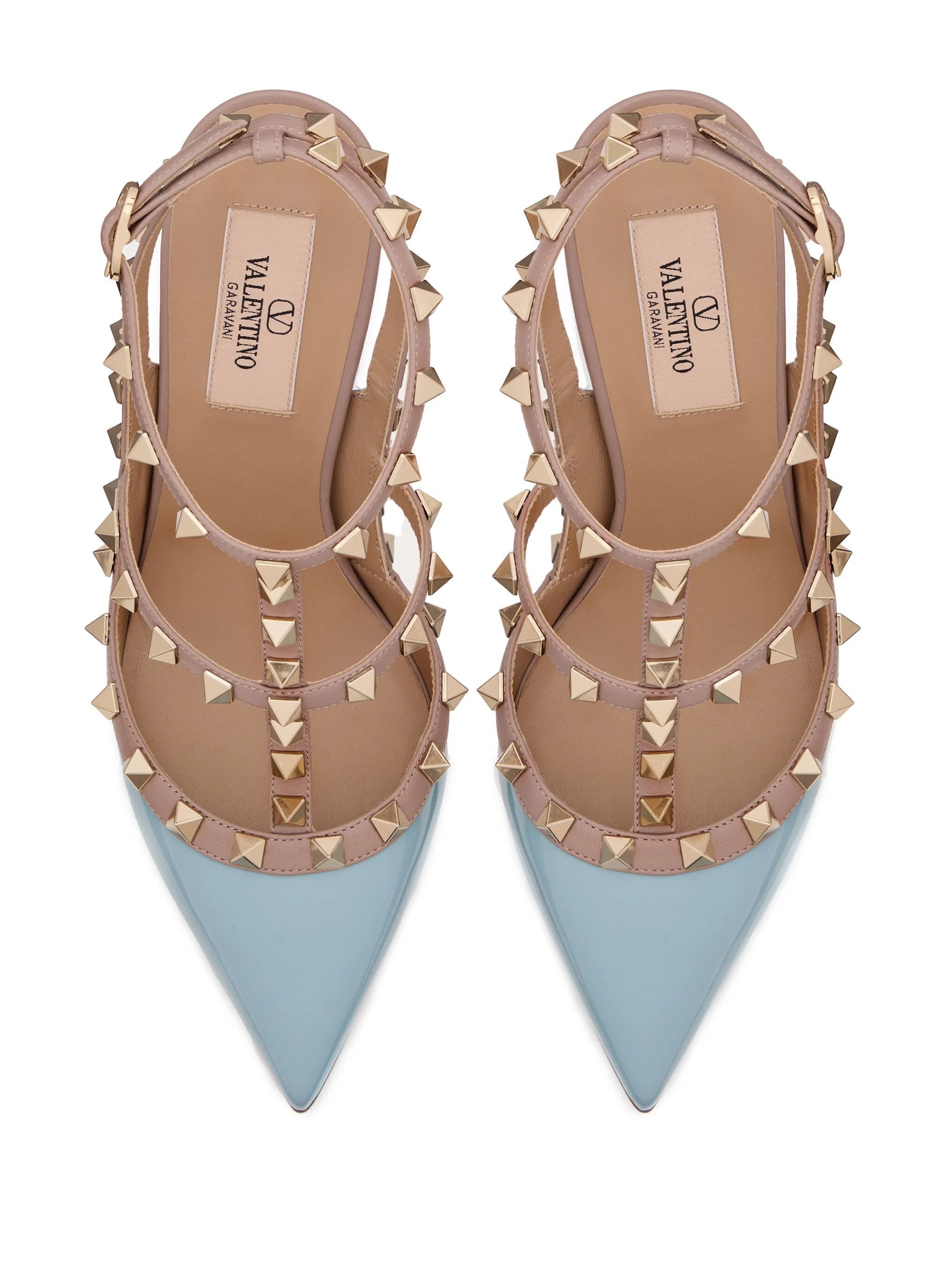 Valentino o1s22i1n0924 Rockstud Slingback Pumps in Beige & Light Blue Size US 9 / IT 39 - 4 Thumbnail
