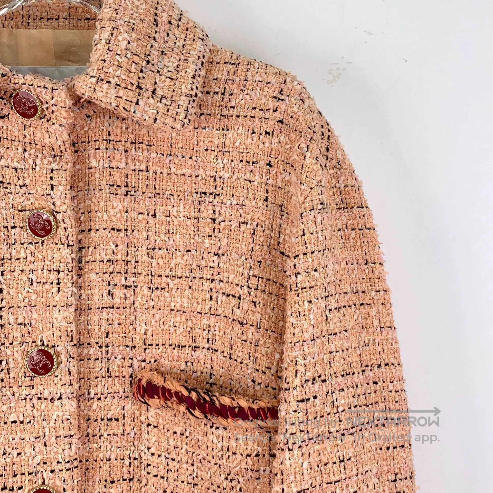Chanel chanel orange tweed button-up jacket. Size US M / EU 48-50 / 2 - 3 Thumbnail