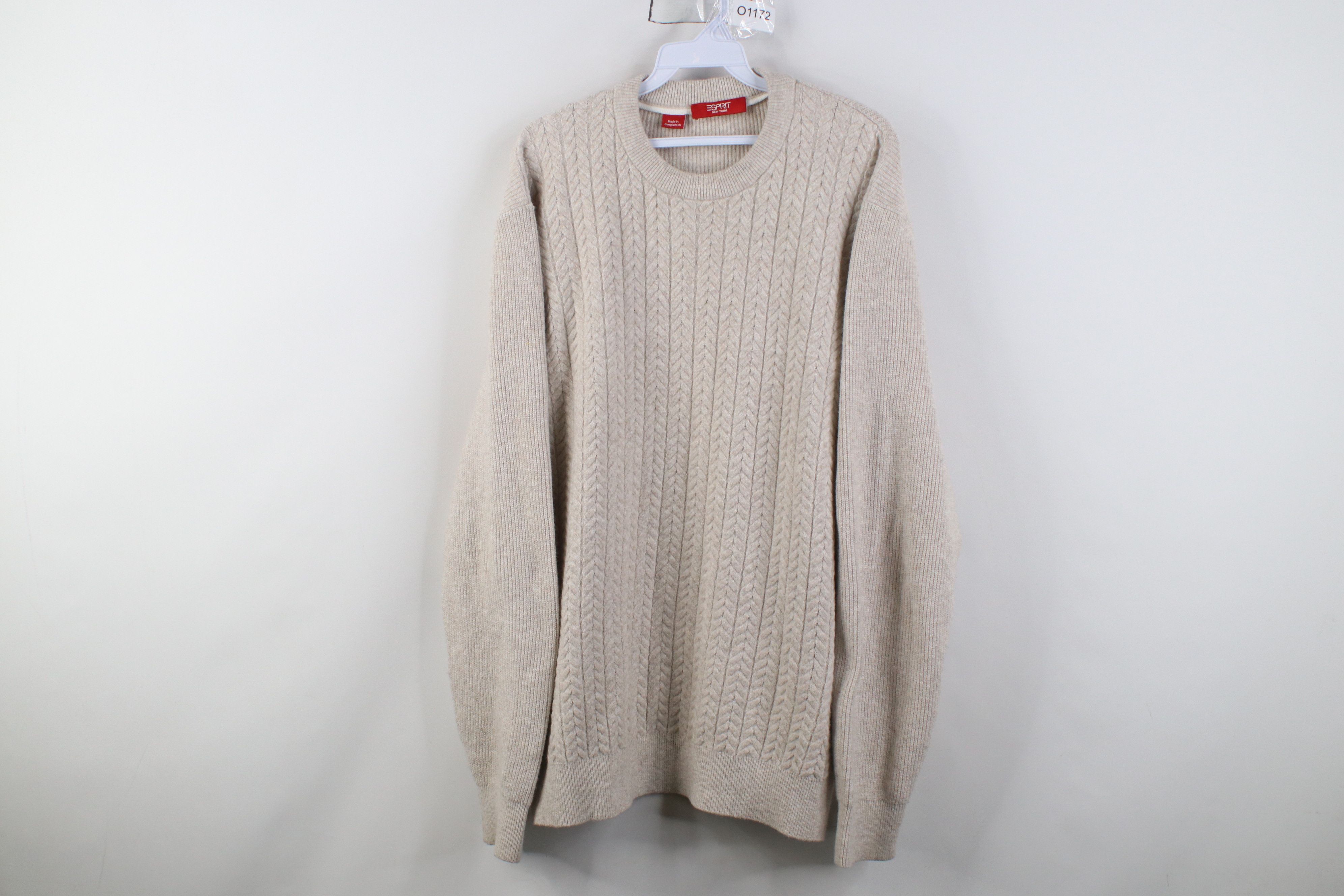 Esprit Vintage Y2K Esprit Blend Ribbed Cable Knit Sweater Stone Size US XL / EU 56 / 4 - 1 Thumbnail