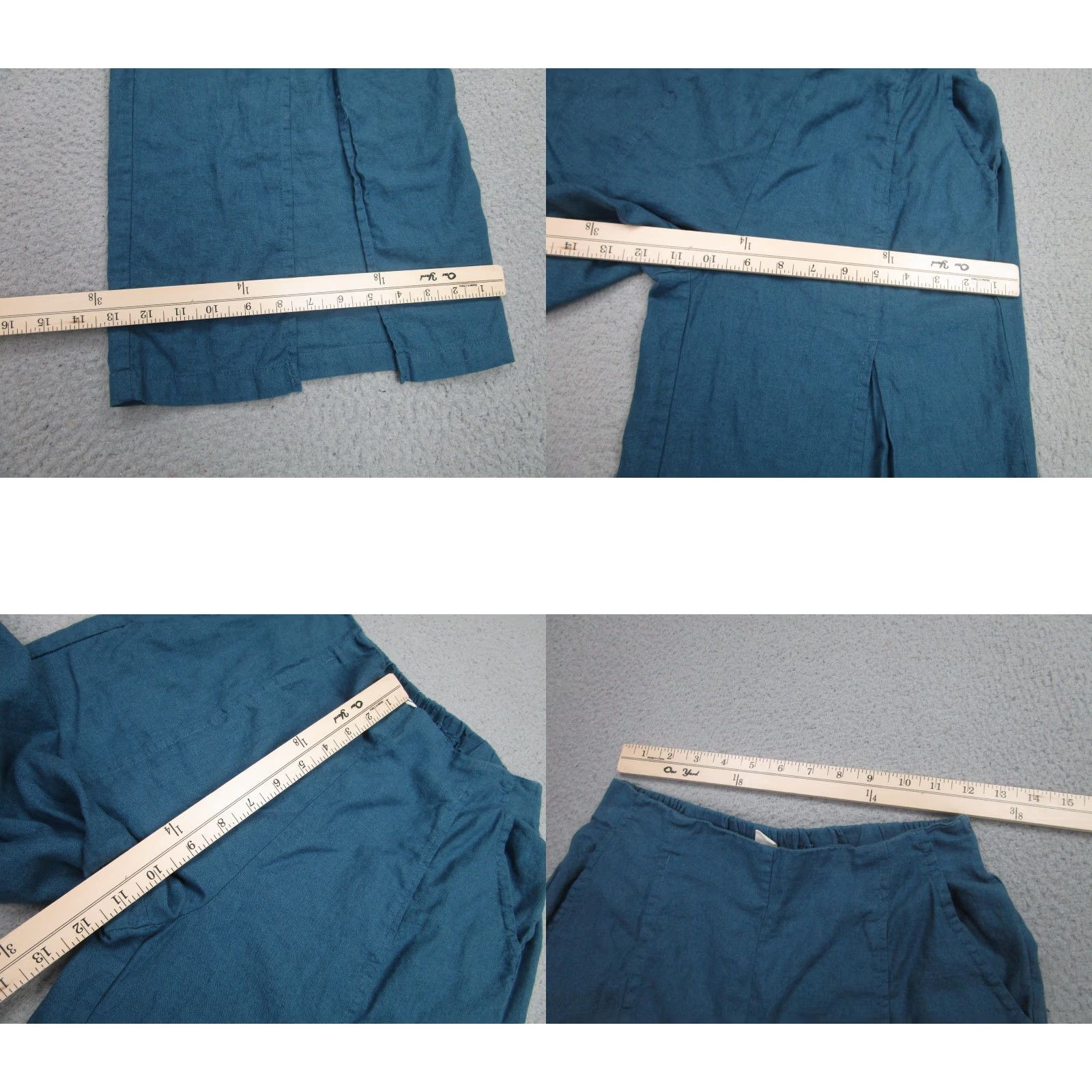 Vintage HG Pants Womens Medium Blue Linen Viscose Wide Leg Split Front Pull On beach Size 32" / US 10 / IT 46 - 8 Thumbnail