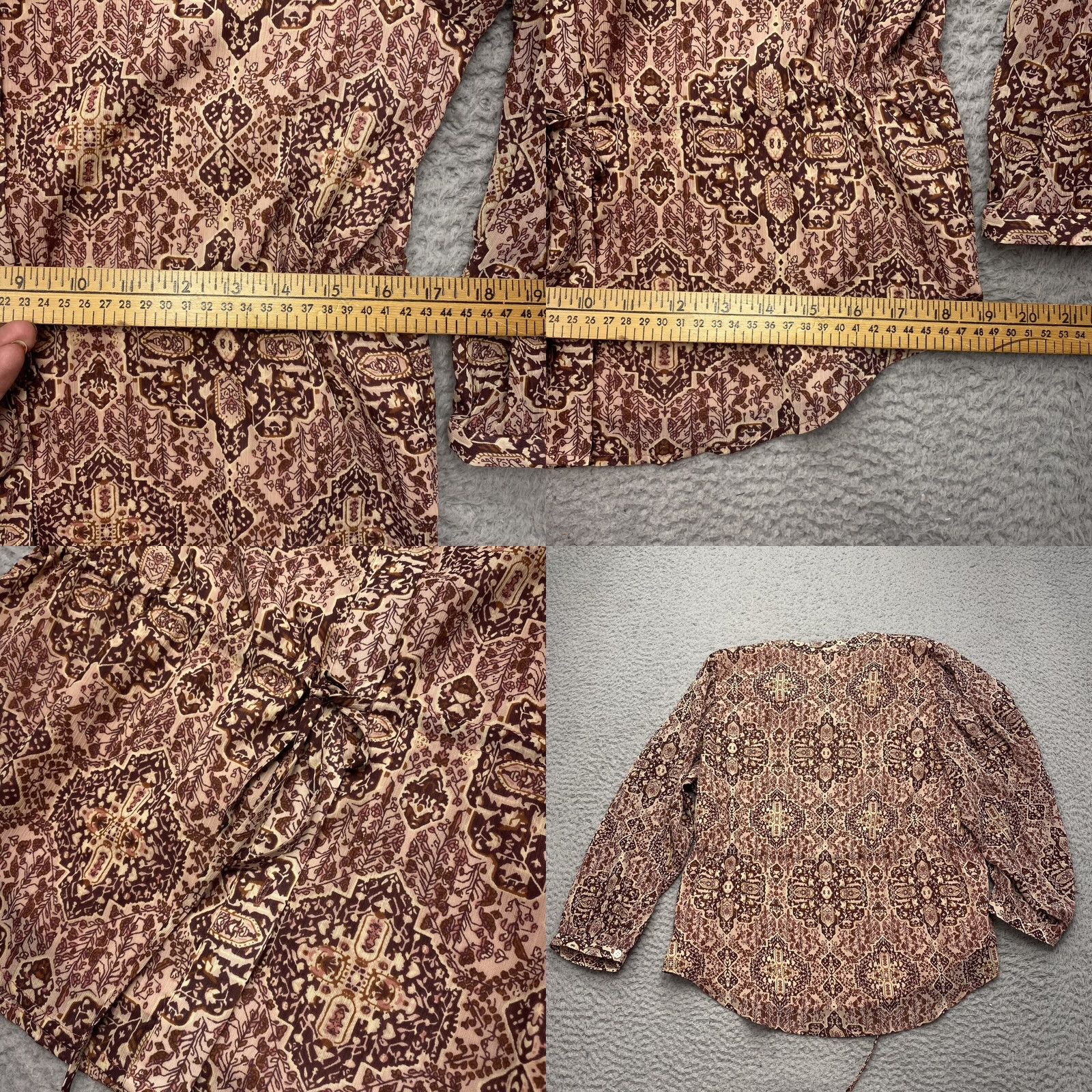 Madewell Madewell Shirt Womens XXS Pink Brown Floral Kakeidoscope Drawstring Boho Peasant Blouse Size XXS / US 00 / IT 34 - 9 Thumbnail