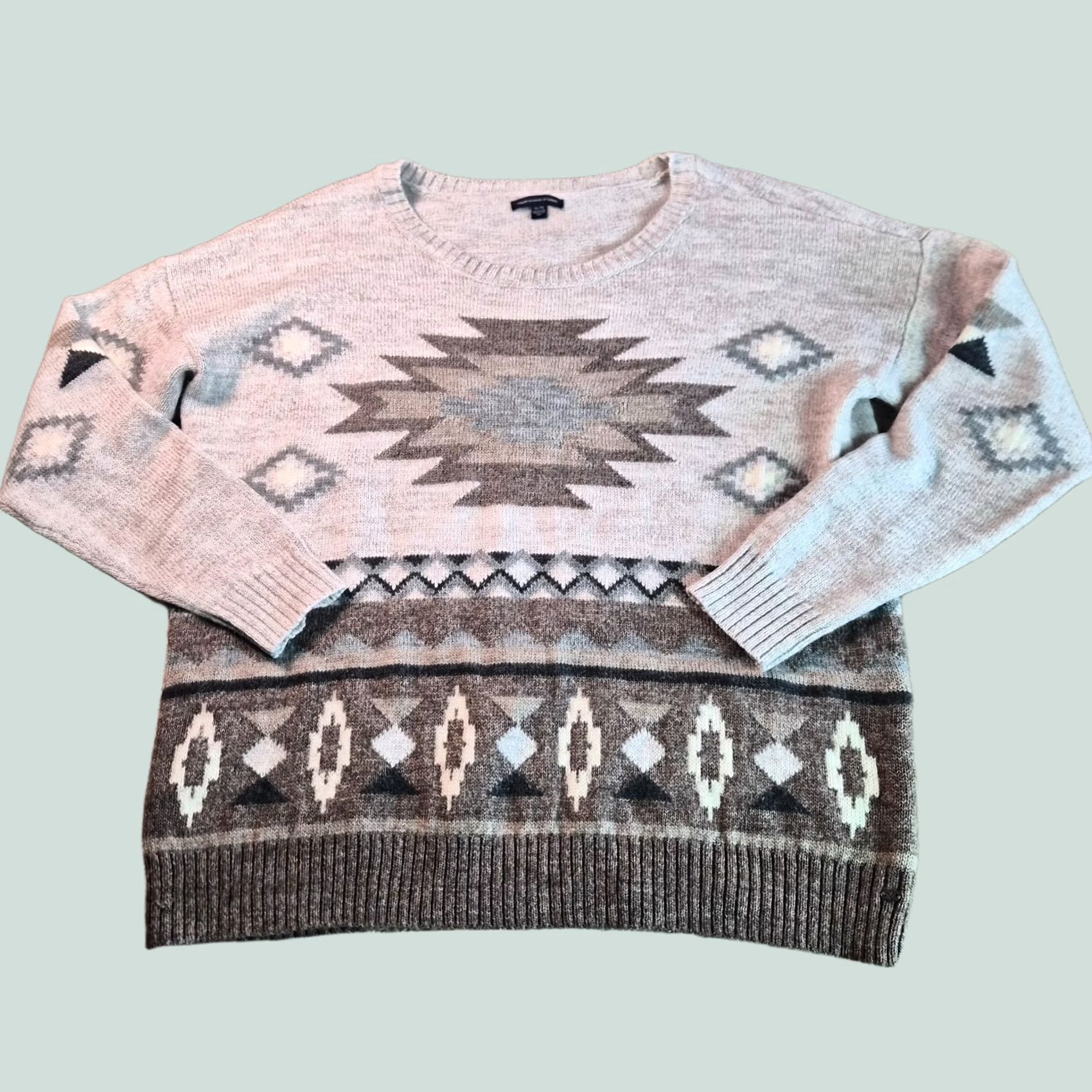 American Eagle Outfitters VINTAGE American Eagle Outfitters Sweater Women XL Tan Aztec Wool Blend Southwest Oversized G057 Size XL / US 12-14 / IT 48-50 - 1 Thumbnail
