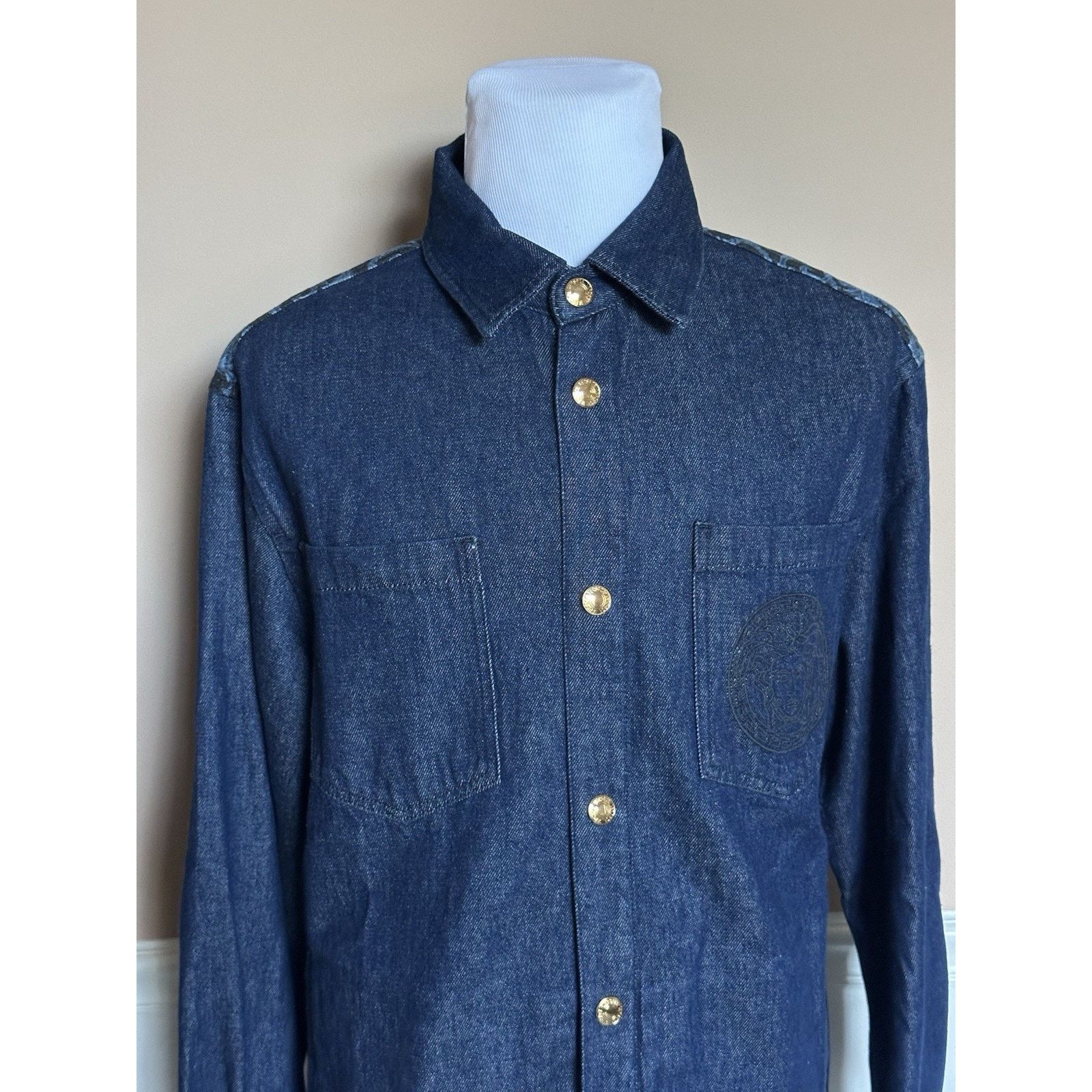 Versace Versace Medusa Blouson Denim Jacket Blue 42 US 1016845 Size US L / EU 52-54 / 3 - 2 Thumbnail