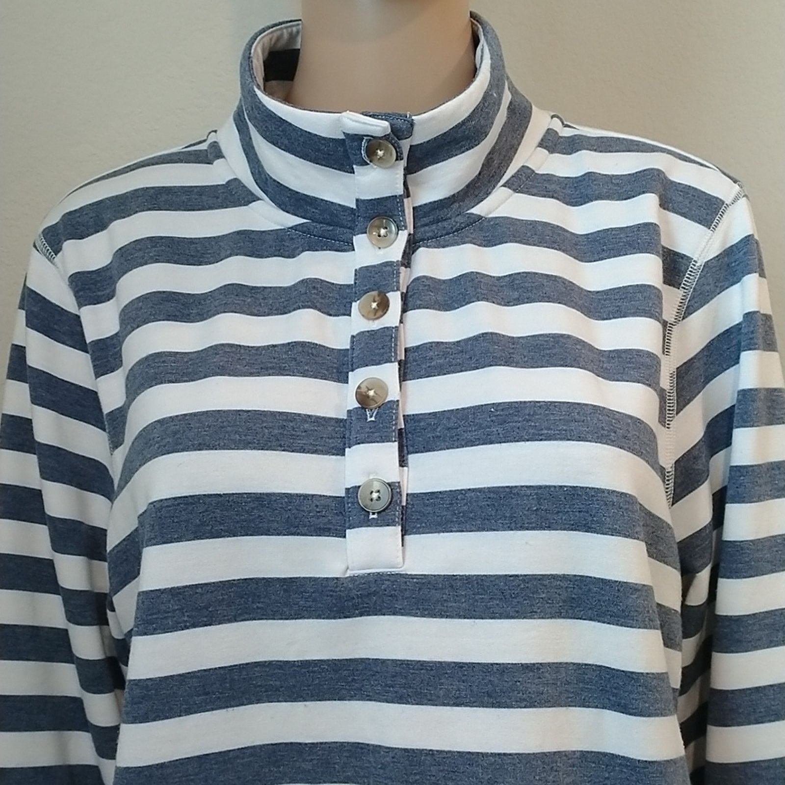 Croft & Barrow Croft & Barrow White/Blue/Grey Striped Pullover Sweater Size XL / US 12-14 / IT 48-50 - 2 Thumbnail