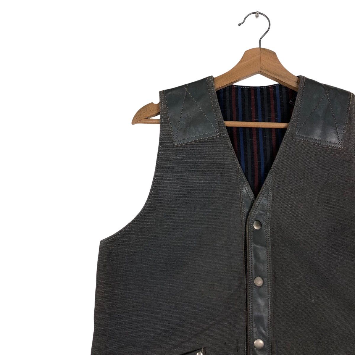 Japanese Brand × Vintage 📌Vintage Waist Coats Vest Duck Canvas Blanket Tartan Size US M / EU 48-50 / 2 - 8 Thumbnail