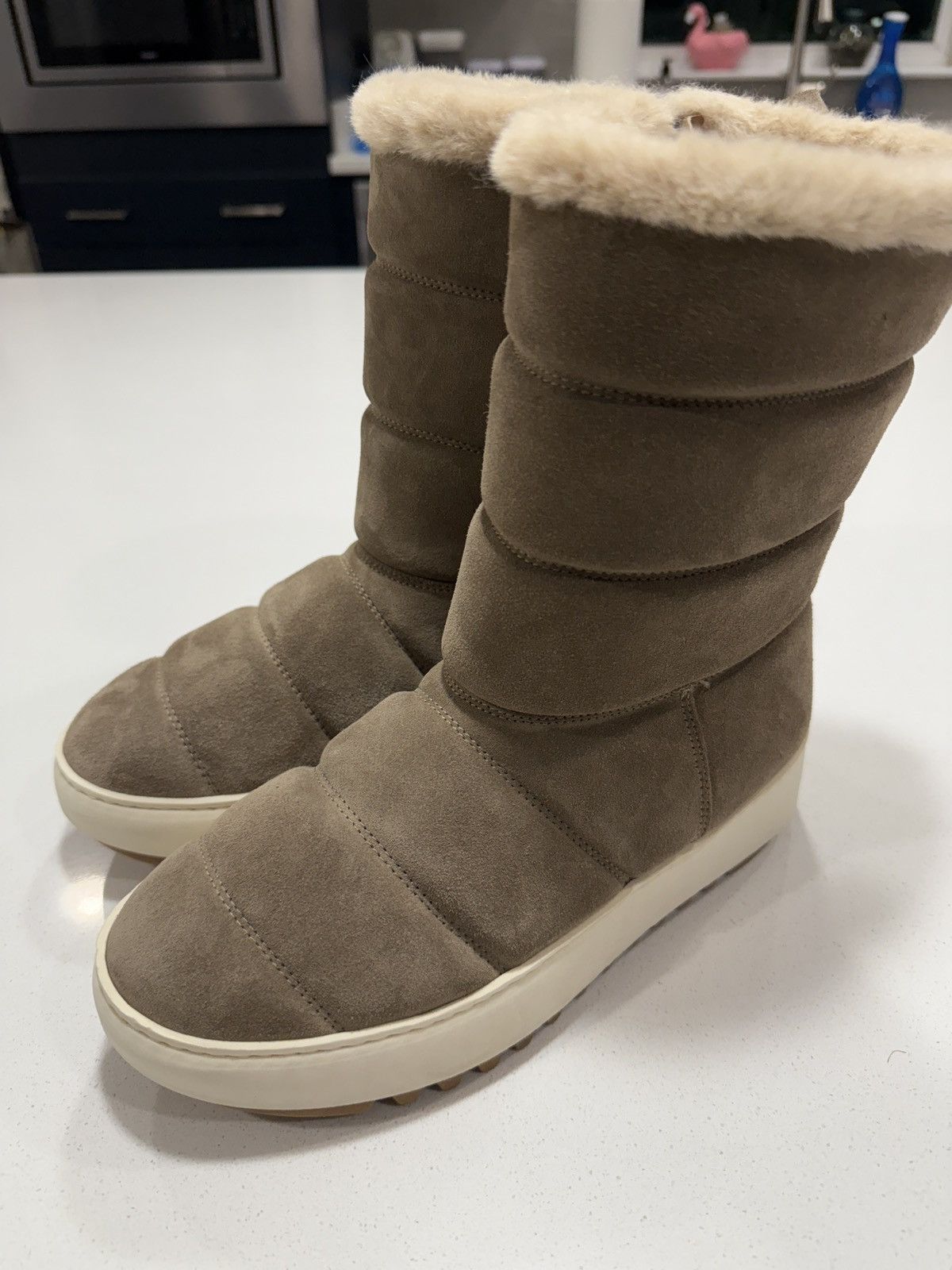 Aquatalia Alcee Faux Fur Lined Platform Boots Brown Size 8