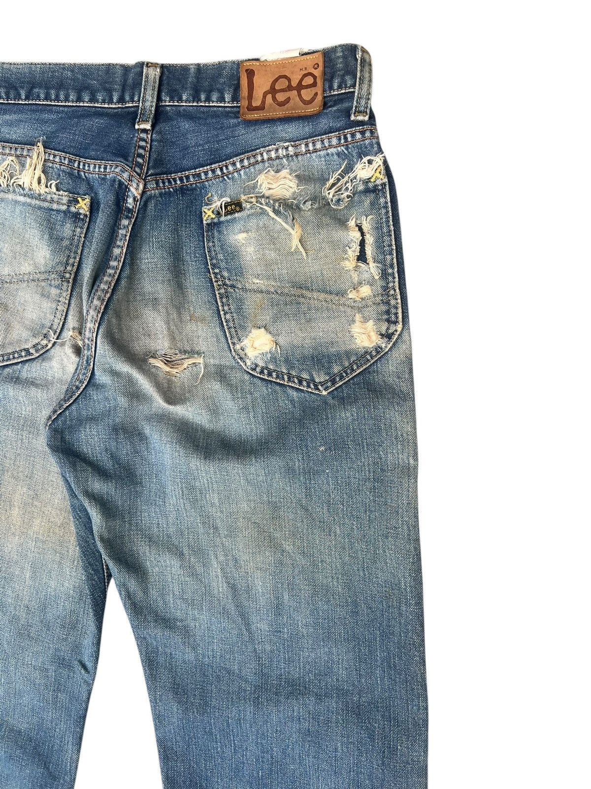 Lee Trashed Vintage Lee Ripped Dirty Mud Denim Selvedge Jeans Size US 30 / EU 46 - 14 Thumbnail
