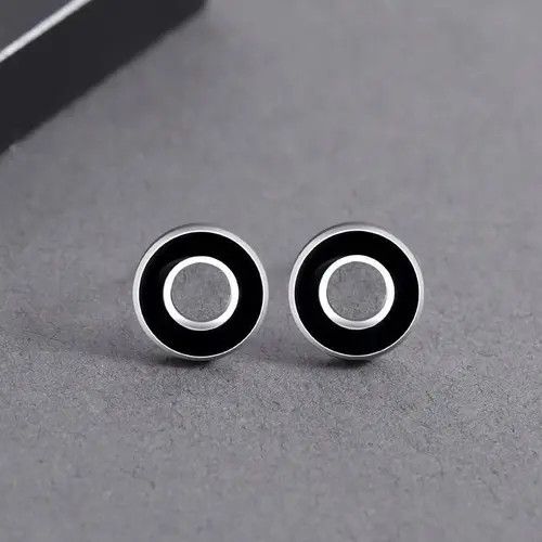 Jewelry × Other Black Round Circle Stud Earrings for Men Women,Punk Hip Hop Size ONE SIZE - 2 Thumbnail