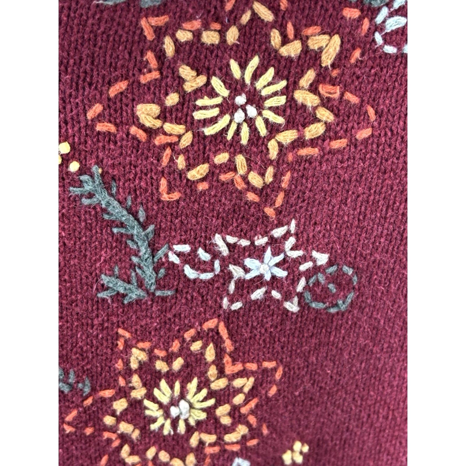 Cherokee VINTAGE Cherokee Cardigan Sweater Ladies 2X Plus Full Zip Floral Embroidered 90s Red Cotton Blend Women’s Size XXL / US 16-18 / IT 52-54 - 6 Thumbnail