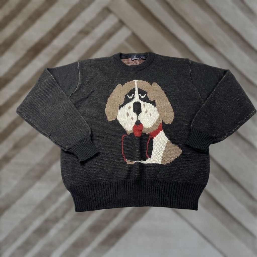 Jockey VINTAGE JOCKEY Dog Sweater St Bernard Knit Black Mens XL Crewneck Y2K 1990s Wool Blend Grunge Size US XL / EU 56 / 4 - 1 Thumbnail