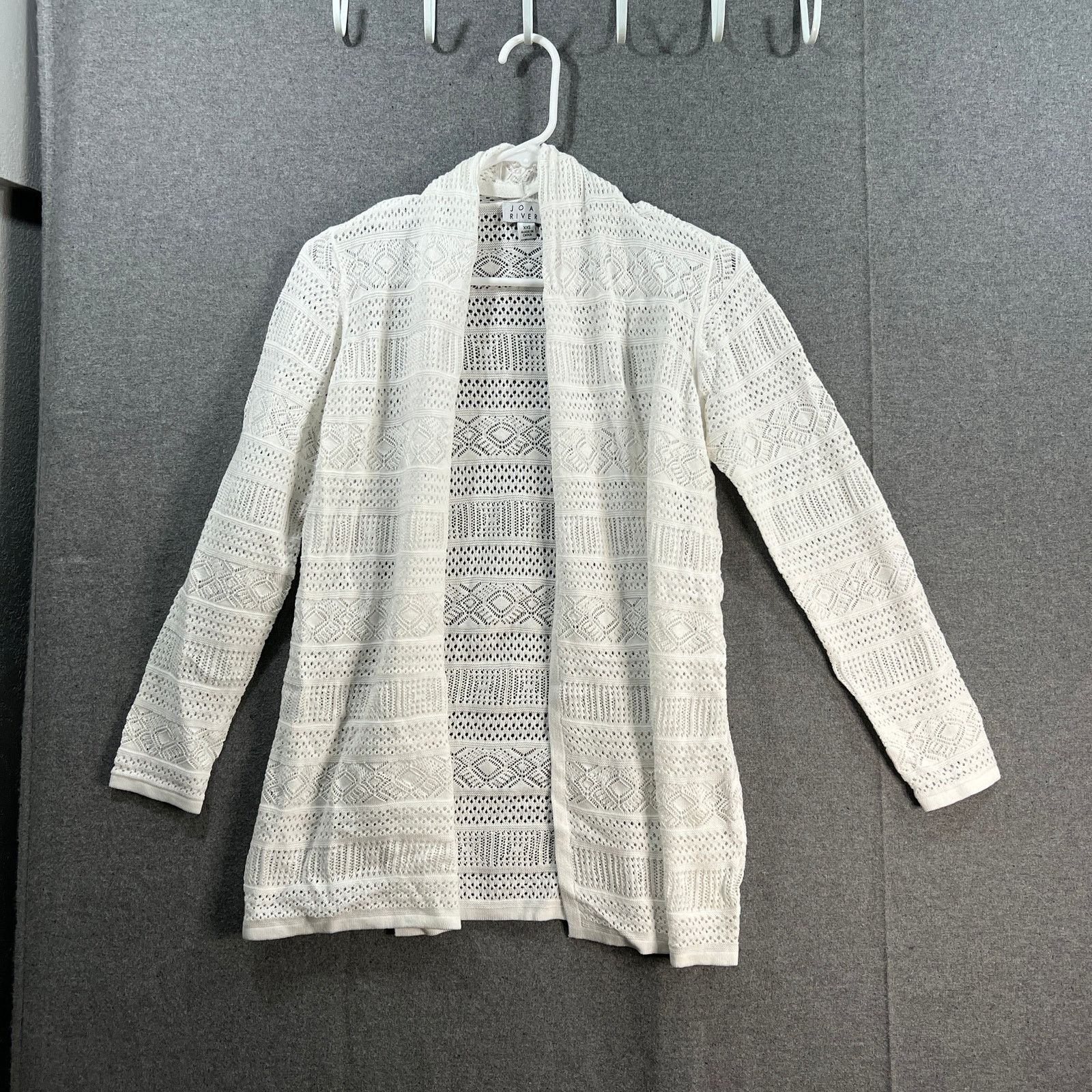 Other Joan Rivers Crochet Stripe Open Front Cardigan White Size XXS / US 00 / IT 34 - 1 Thumbnail