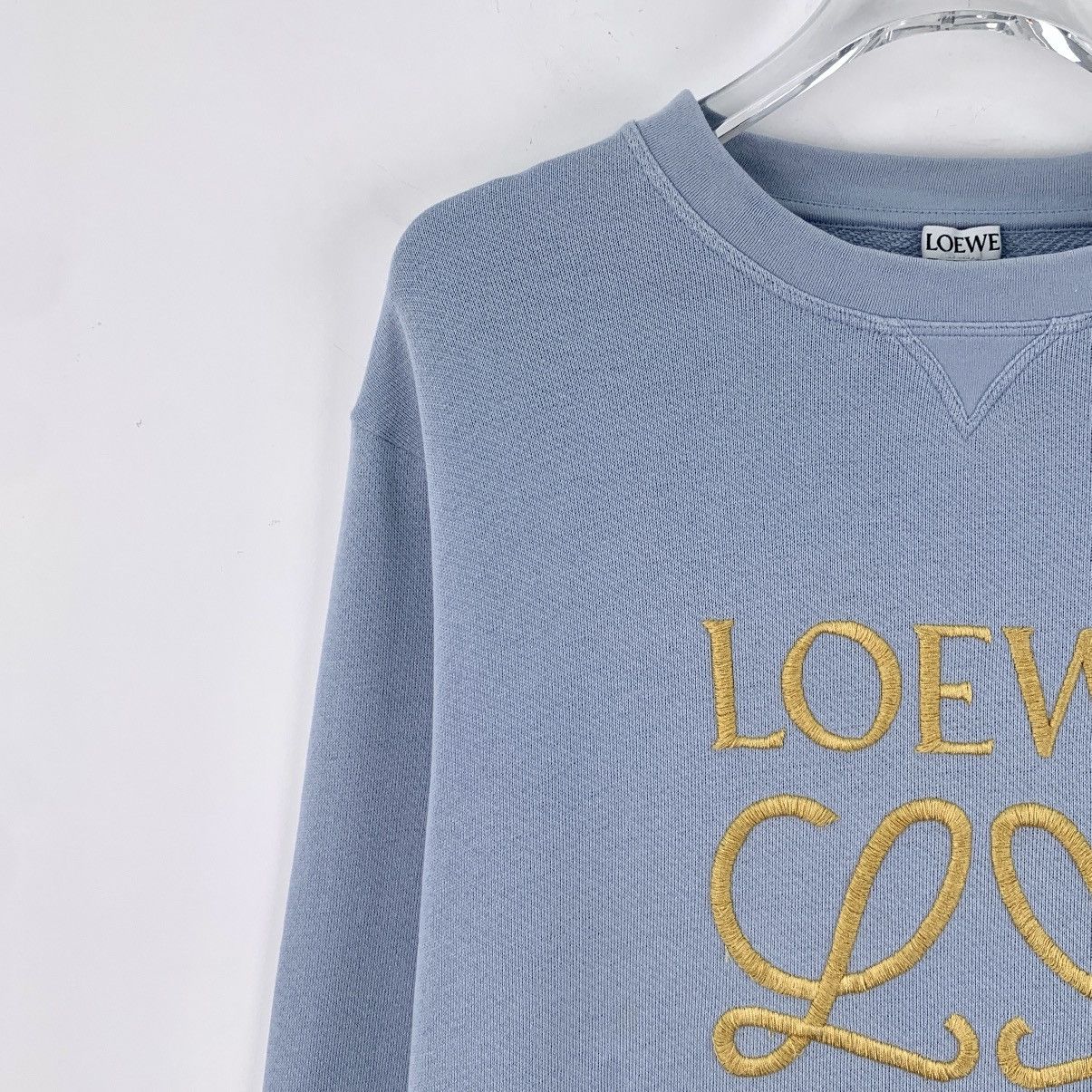 Loewe Loewe Light Blue Logo Embroidered Cotton Sweatshirt Size L / US 10 / IT 46 - 4 Thumbnail