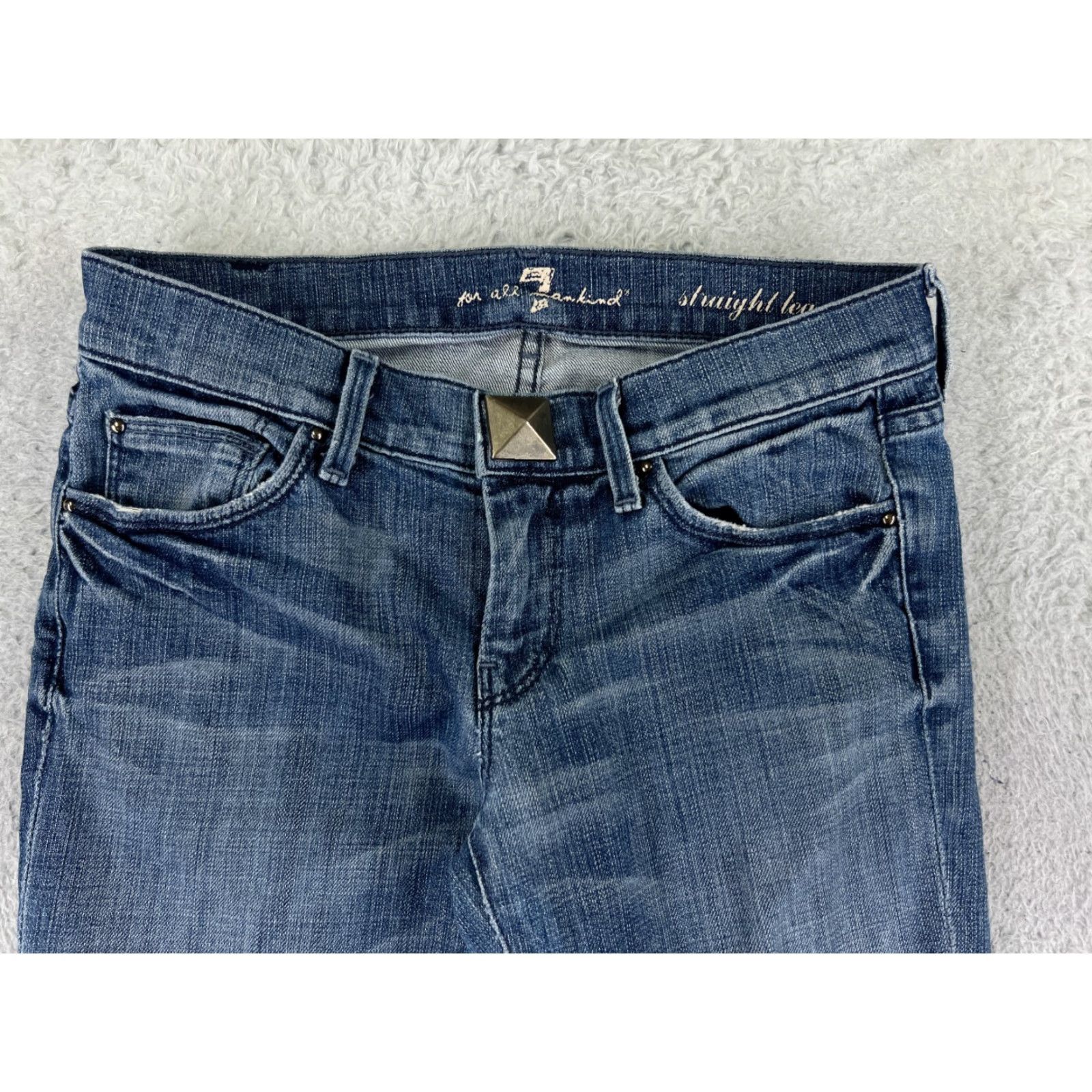 7 For All Mankind 7 For All Mankind Jeans Women's ED Blue Denim 26x32 Straight Fit Regular 5-Pocket Cotton Blend Comfort Stretch Casual Size 26" / US 2 / IT 38 - 7 Thumbnail