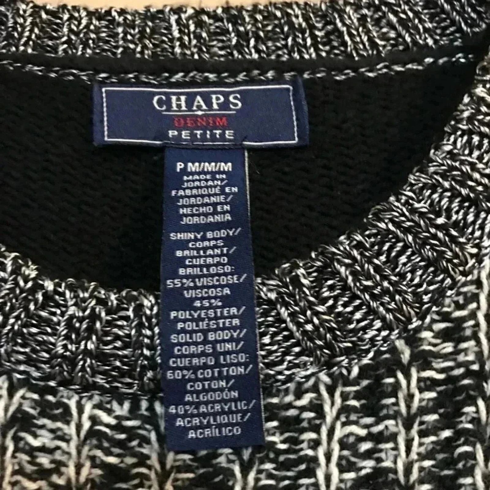 Chaps Chaps sz Petite M Black Colorblock Knit Top Sweater Pullover Size M / US 6-8 / IT 42-44 - 5 Thumbnail