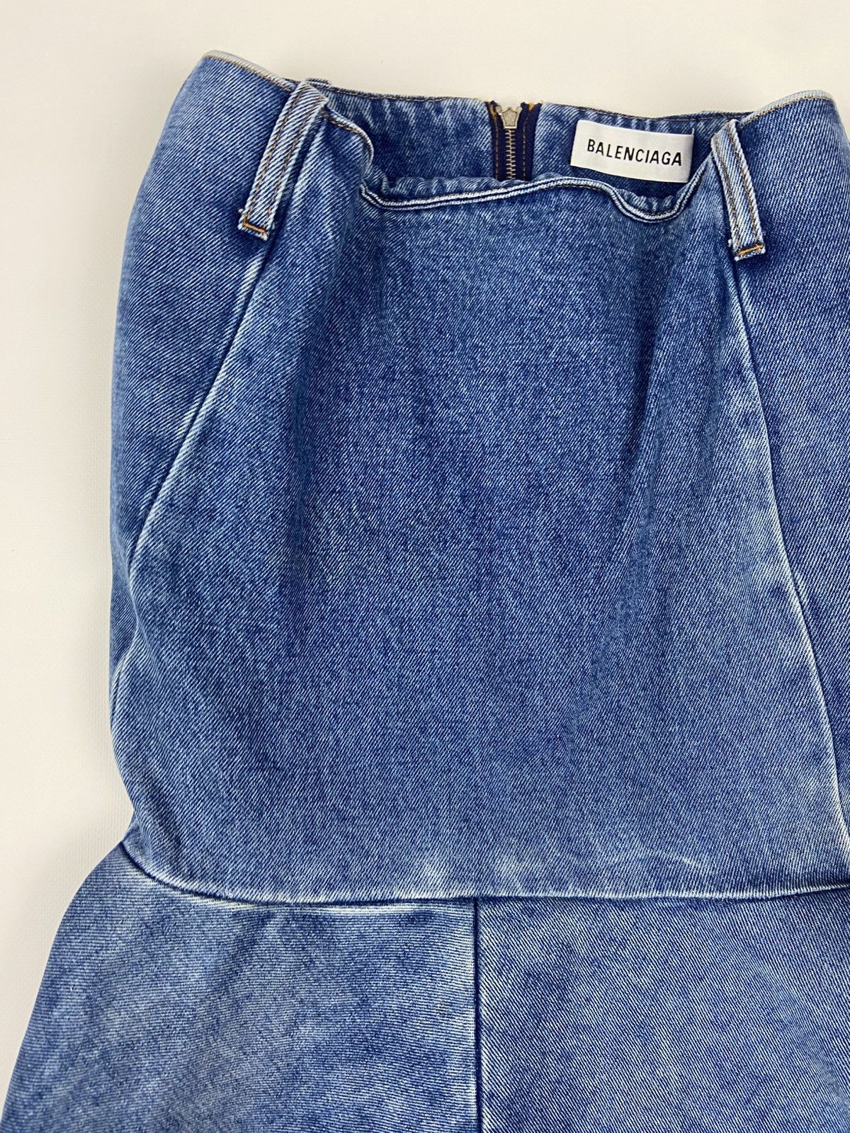 Balenciaga BALENCIAGA GODET PEPLUM-STYLE DENIM KNEE LENGHT SKIRT SZ 38 Size 26" / US 2 / IT 38 - 20 Thumbnail