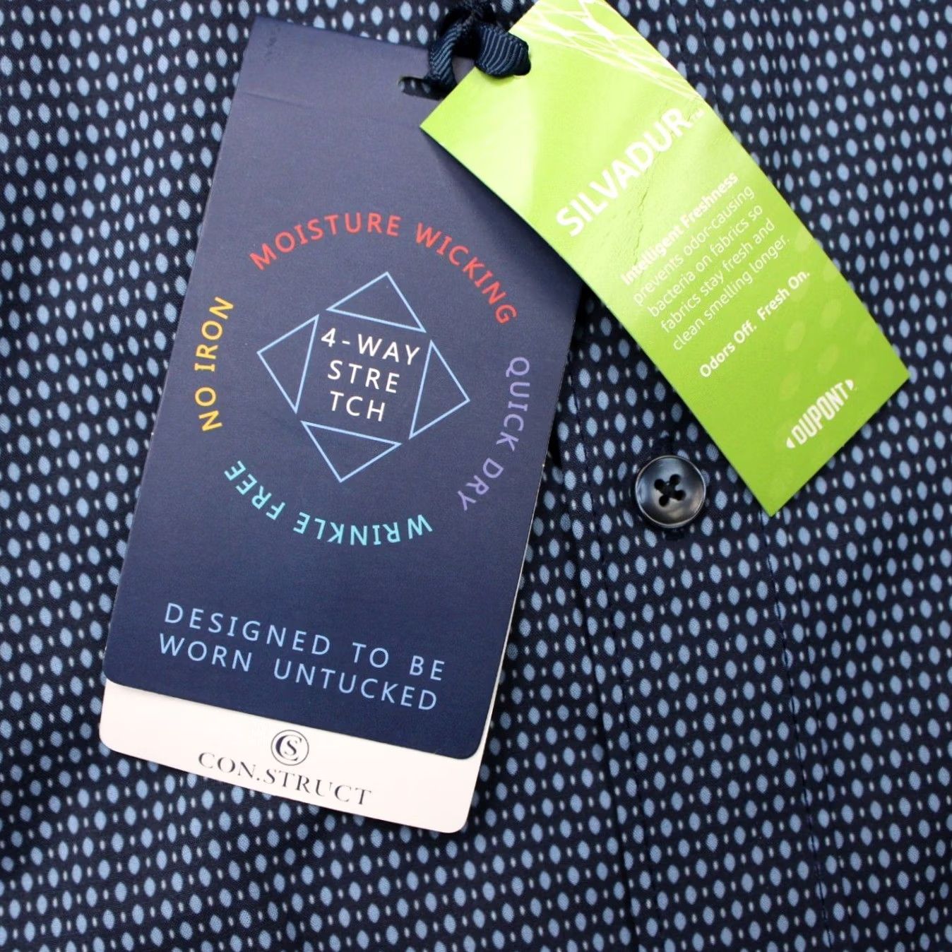 Vintage Construct Shirt Geometric Blue 2XL Mens NWT L/S 4 Way Stretch Wrinkle Free Button-Up 90s Size US XXL / EU 58 / 5 - 7 Thumbnail