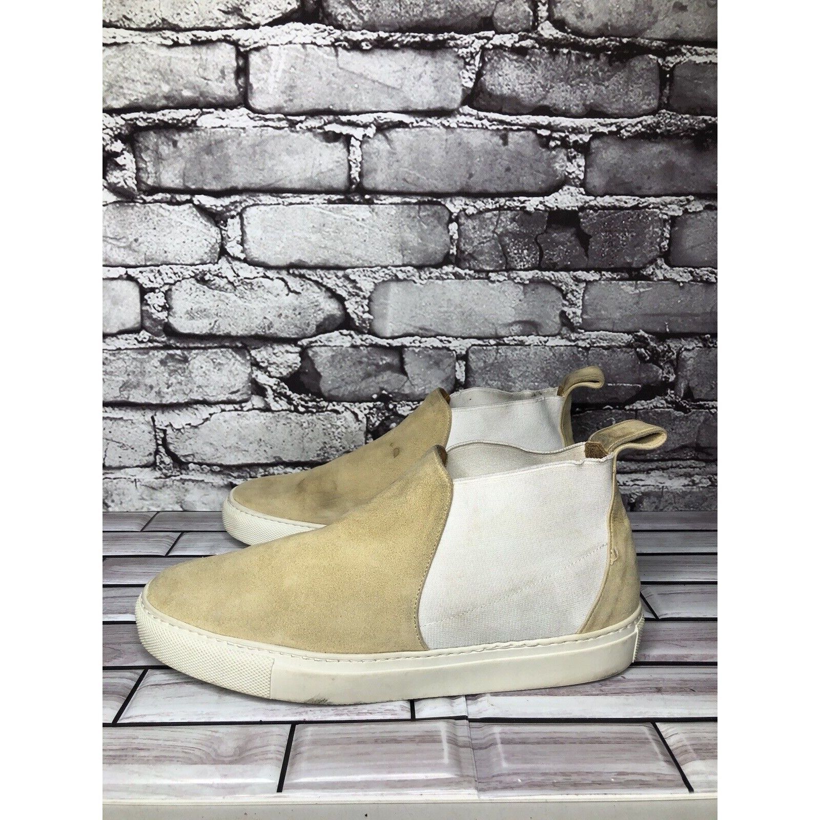 & Other Stories & Other Stories Beige Tan Suede White Textile Ankle Shoes Wo Size US 8 / IT 38 - 1 Thumbnail