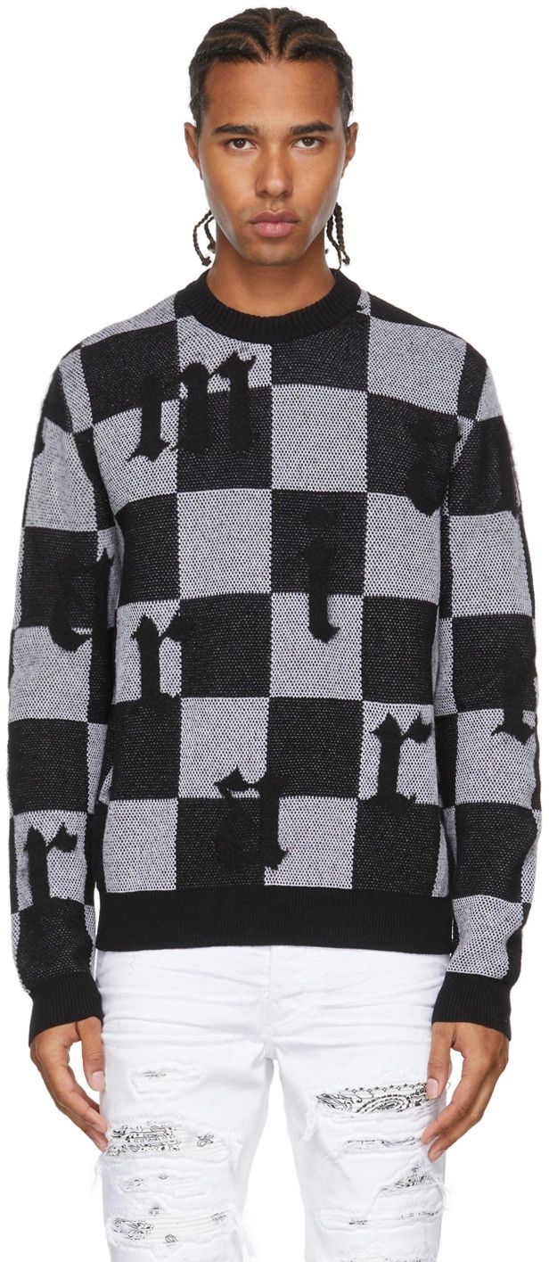 Amiri Amiri Logo Check Crew Mohair Cashmere Size US L / EU 52-54 / 3 - 1 Thumbnail