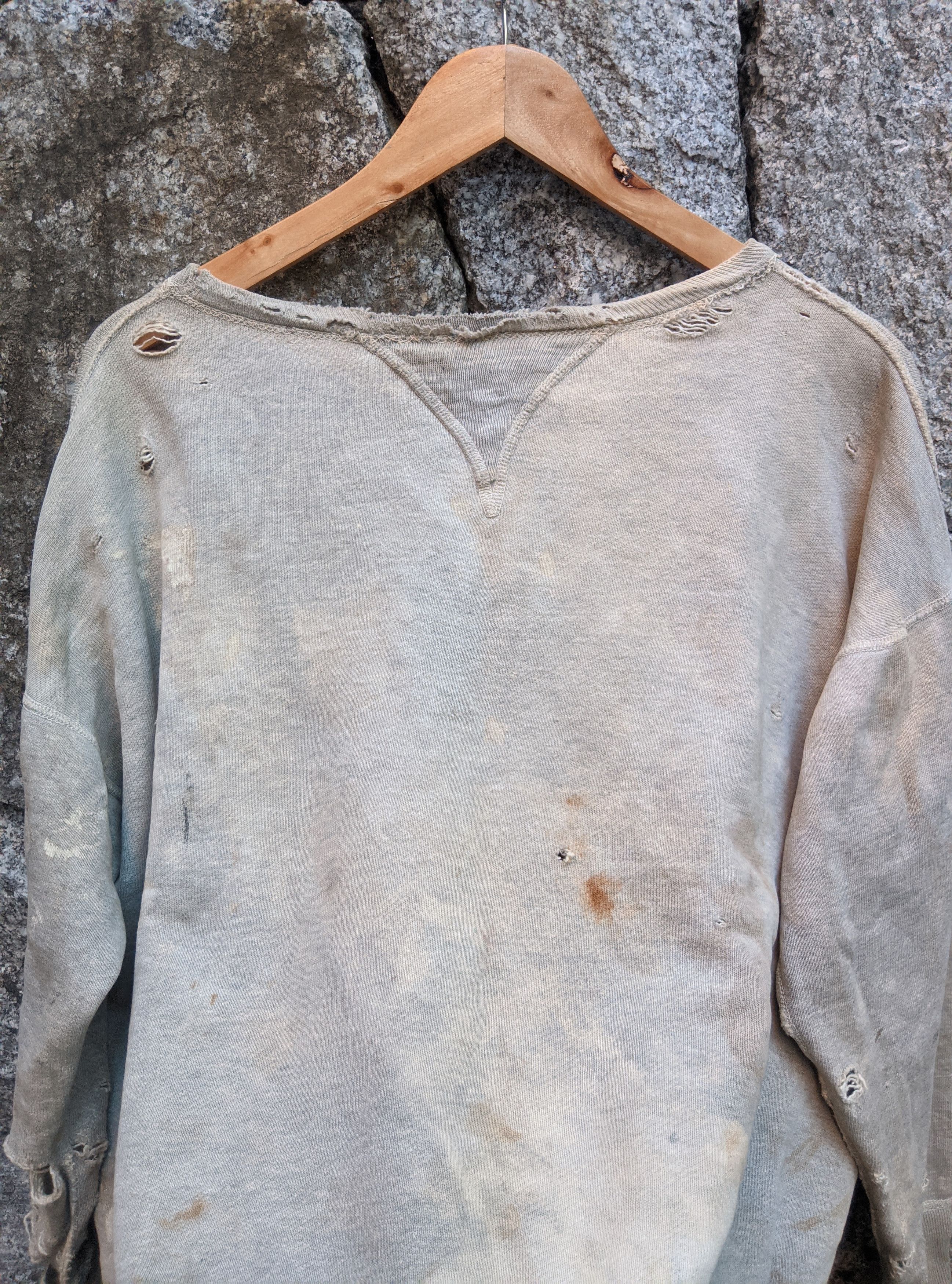 Vintage Vintage 40s destroyed single v sweatshirt afterhood Size US L / EU 52-54 / 3 - 4 Thumbnail