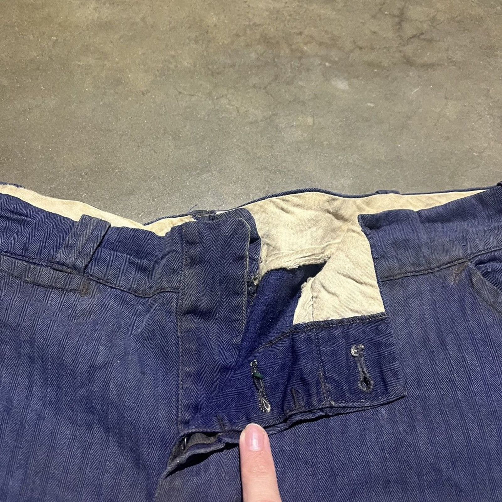 Vintage 40s Hart Blue HBT Striped Workwear Pants 36x32