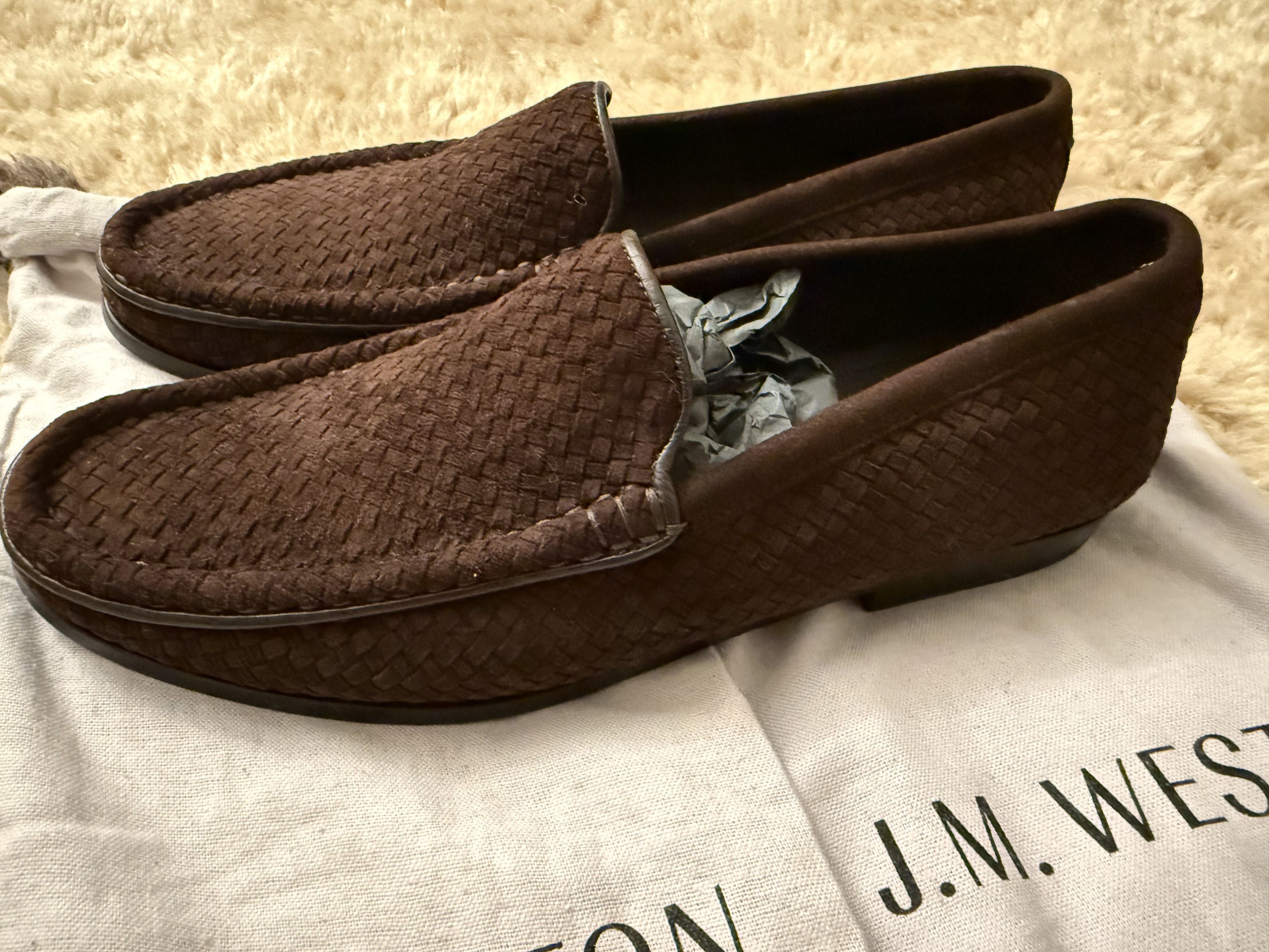 J.M. Weston J.M. WESTON Woven Supple Ebony Suede Goatskin Loafers -Brown Size US 9 / EU 42 - 2 Thumbnail