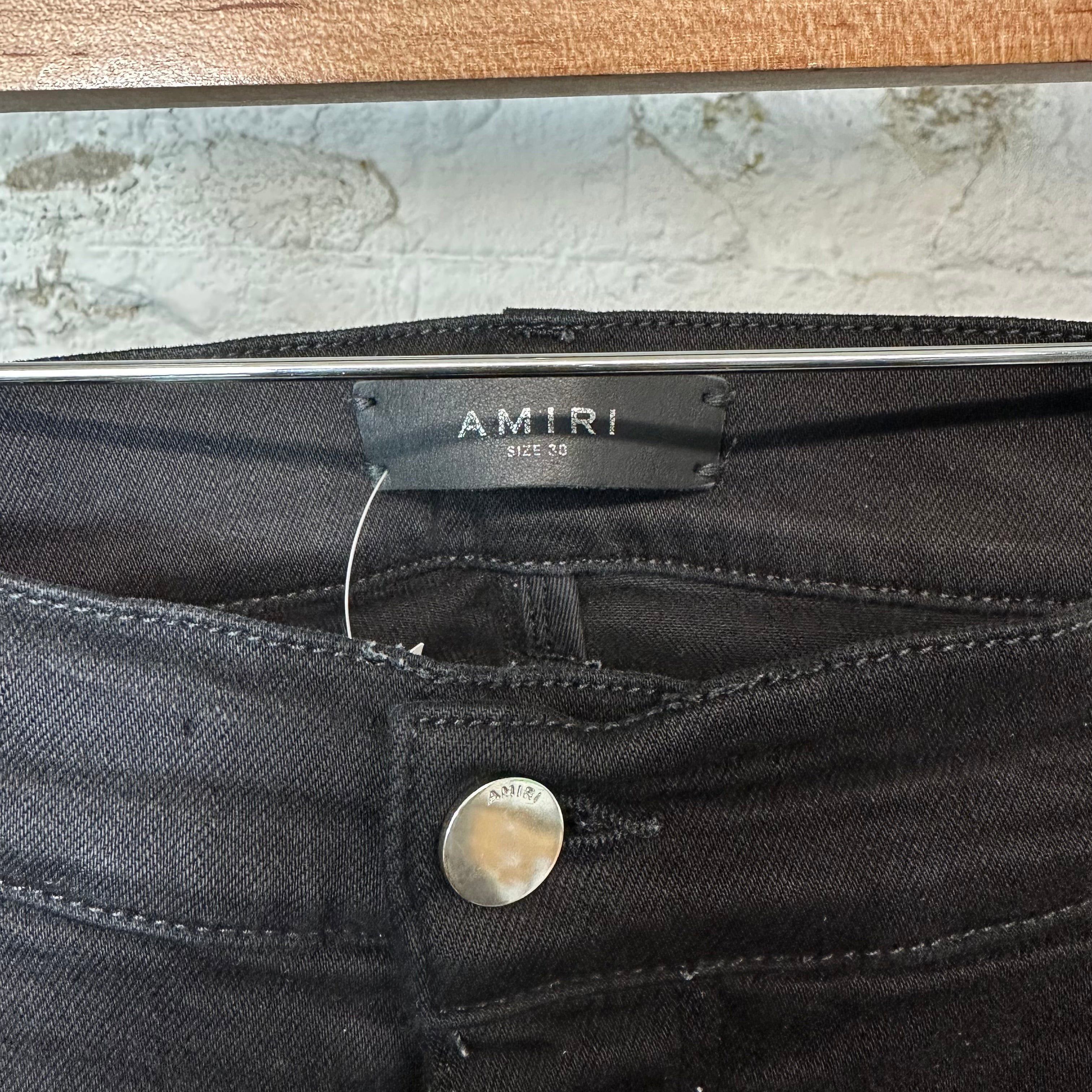 Amiri Amiri MX1 Black Leather Black Denim Jeans Sz 38 Size US 38 / EU 54 - 3 Thumbnail