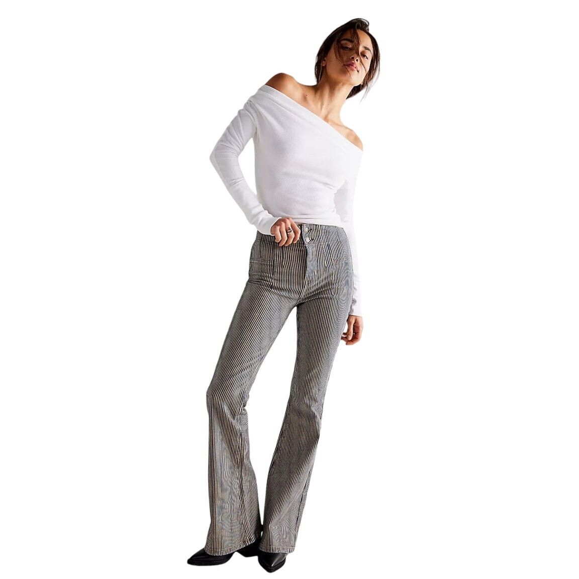 Free People $98 MSRP-Free People Jayde Railroad Flare Jeans-Sz 27 - NWOT Size 27" / US 4 / IT 40 - 1 Thumbnail