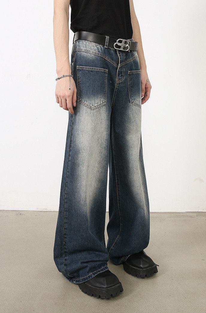 Japanese Brand × Jean Loose straight men's washed pocket work jeans Size US 32 / EU 48 - 6 Thumbnail