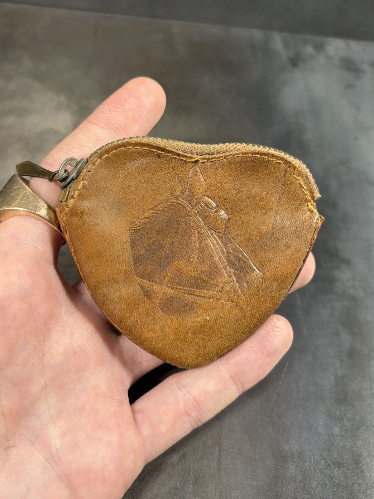 Vintage True Vintage Leather Coin Purse West Germany Horse Brass 60s Size ONE SIZE - 16 Thumbnail