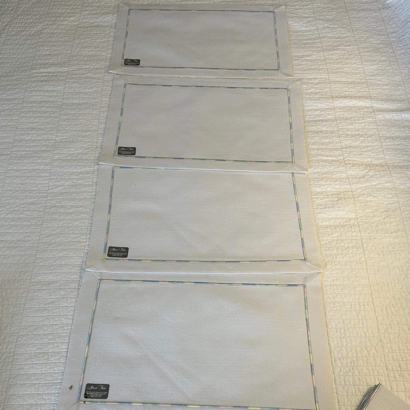 Other Easter White Linen Placemats Pastel Trim Napkins Set of 4 Size ONE SIZE - 4 Thumbnail