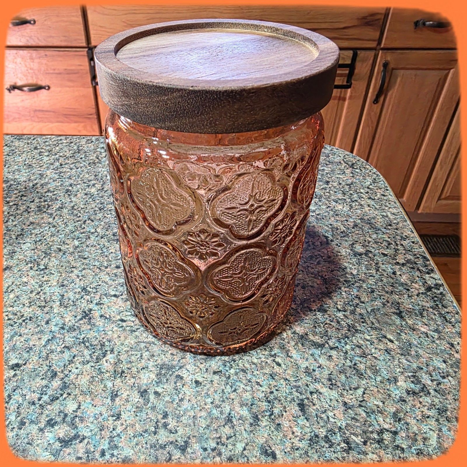 Other Textured Colored Glass Jar Airtight Wooden Lid, 24 Fl Oz Con Size ONE SIZE - 2 Thumbnail