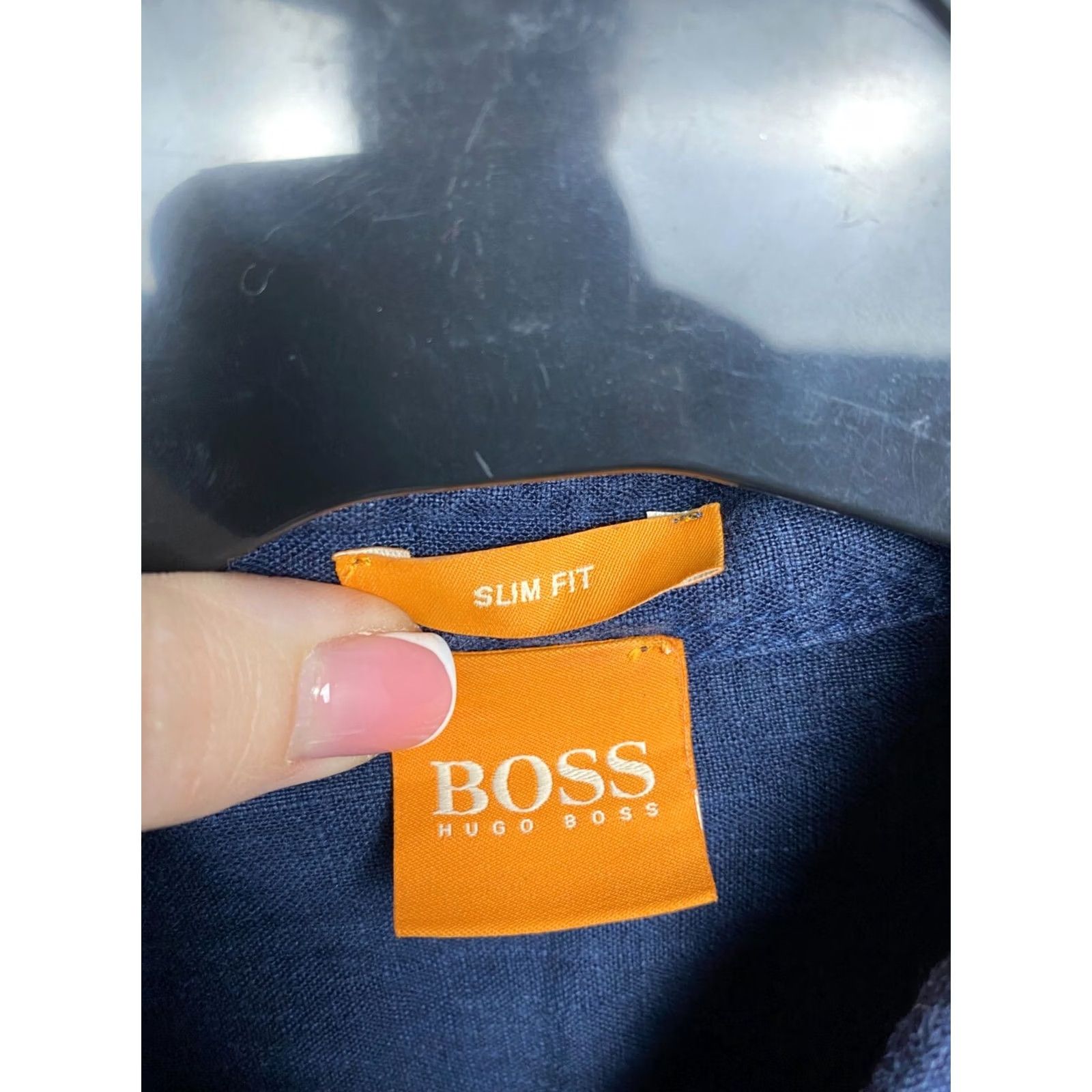 Hugo Boss HUGO BOSS Linen Long Sleeve Shirt Mens L Blue Button-Up Shirt Size US L / EU 52-54 / 3 - 3 Thumbnail