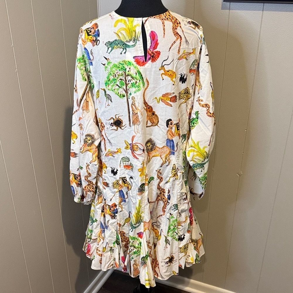 RHODE RHODE Women’s Medium Colorful Animal Print Long Sleeve Plea Size M / US 6-8 / IT 42-44 - 6 Thumbnail