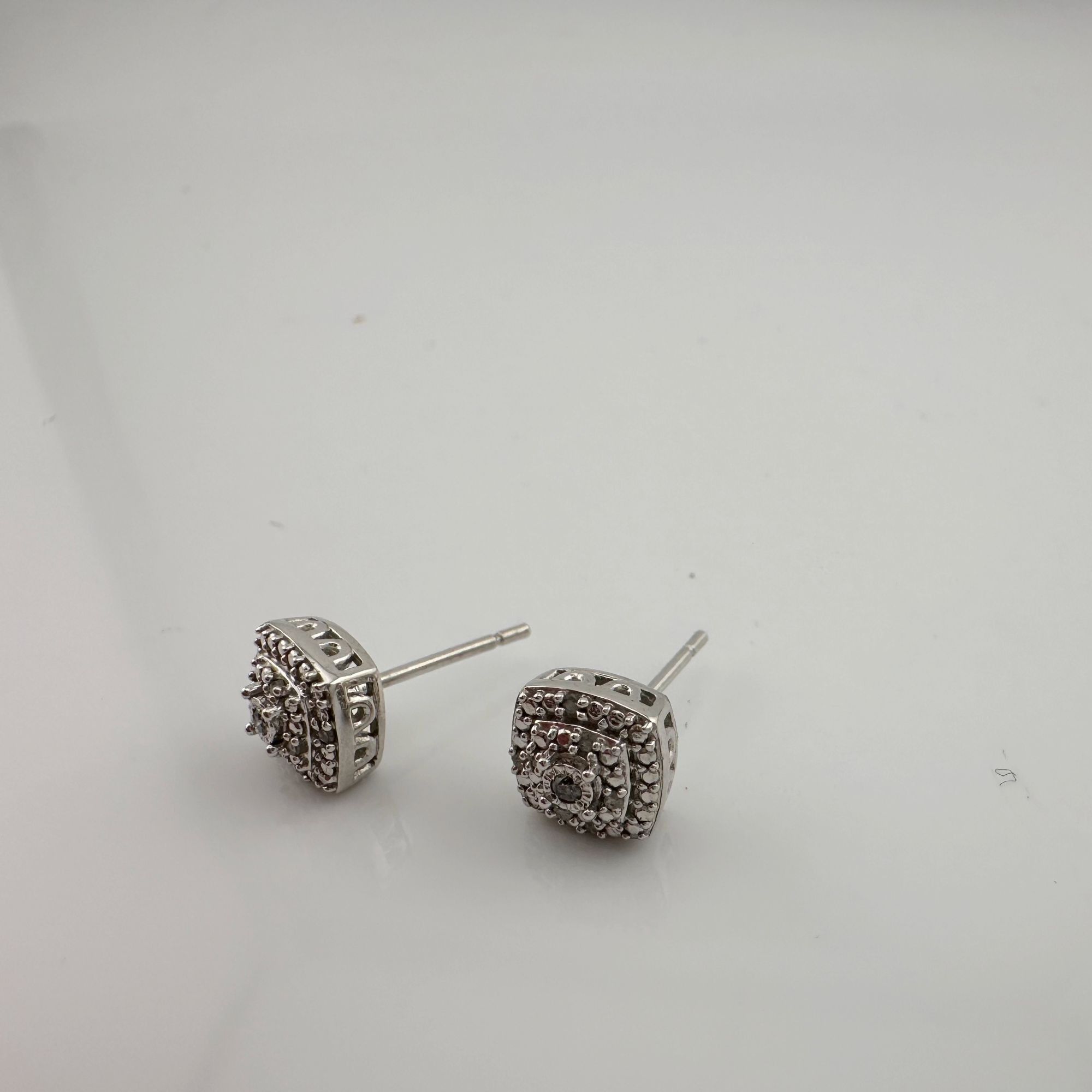 Other Natural Diamond Cushion Cut Stud Earrings Sterling Size ONE SIZE - 11 Thumbnail