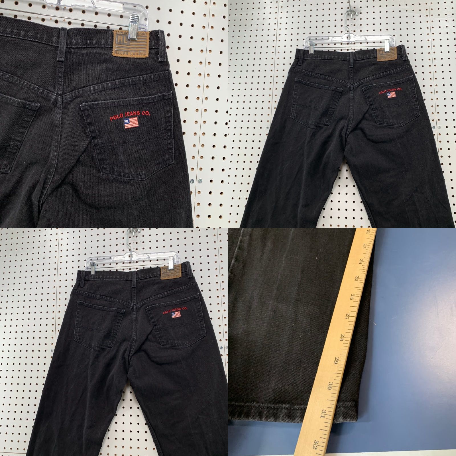 Polo Ralph Lauren VINTAGE Polo Ralph Lauren Denim Jeans Mens 33x32 Black Embroidered Flag Jean Co Size US XS / EU 42 / 0 - 8 Thumbnail