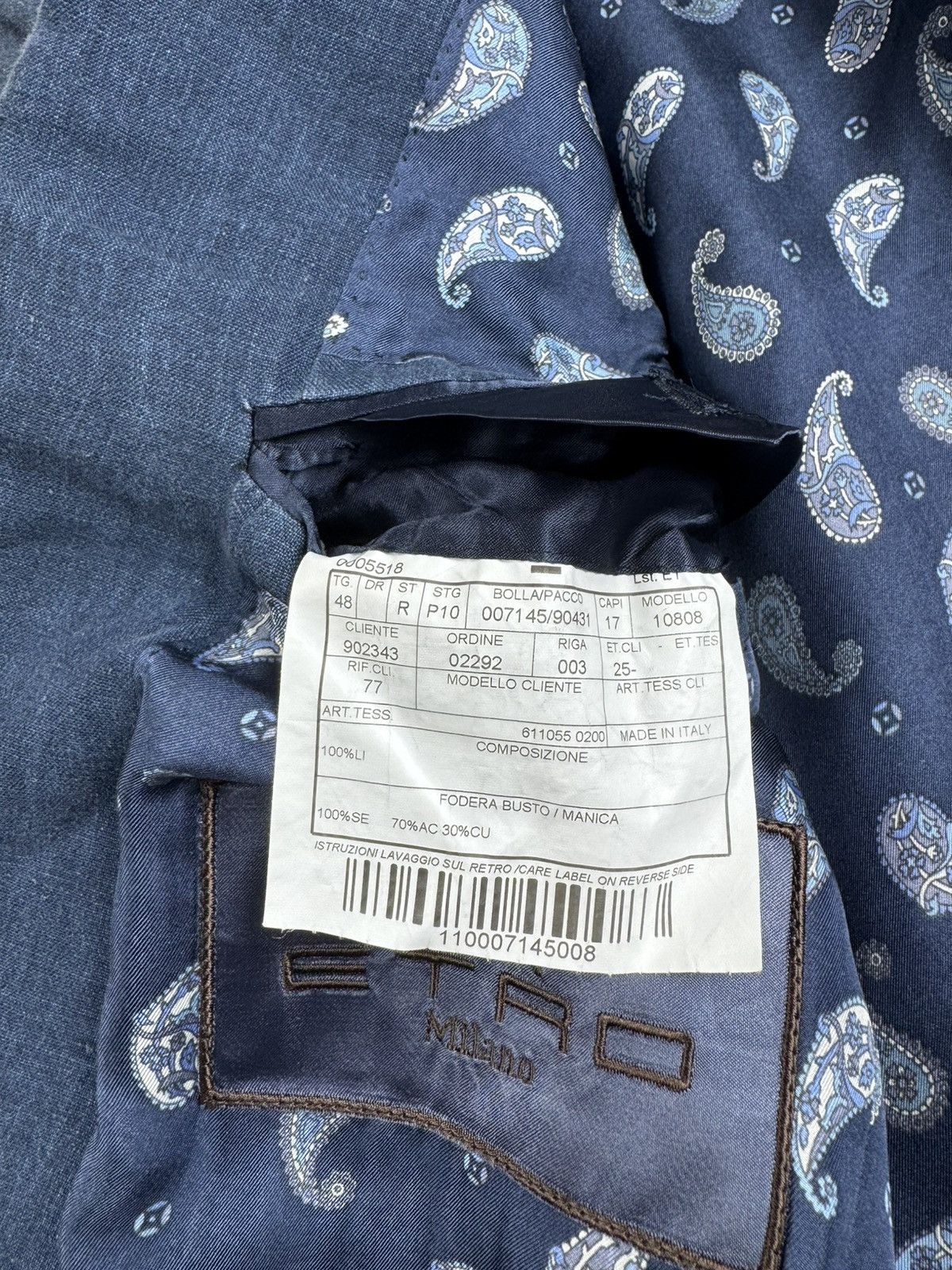 Etro Etro Milano 100% Linen 48R Size Classic Blue Men’s Blazer Jacket Trousers Suit Size 48R - 15 Thumbnail