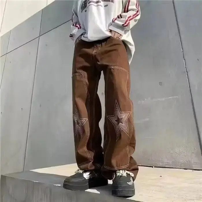 STAR Embroidery Graphic Baggy Jeans